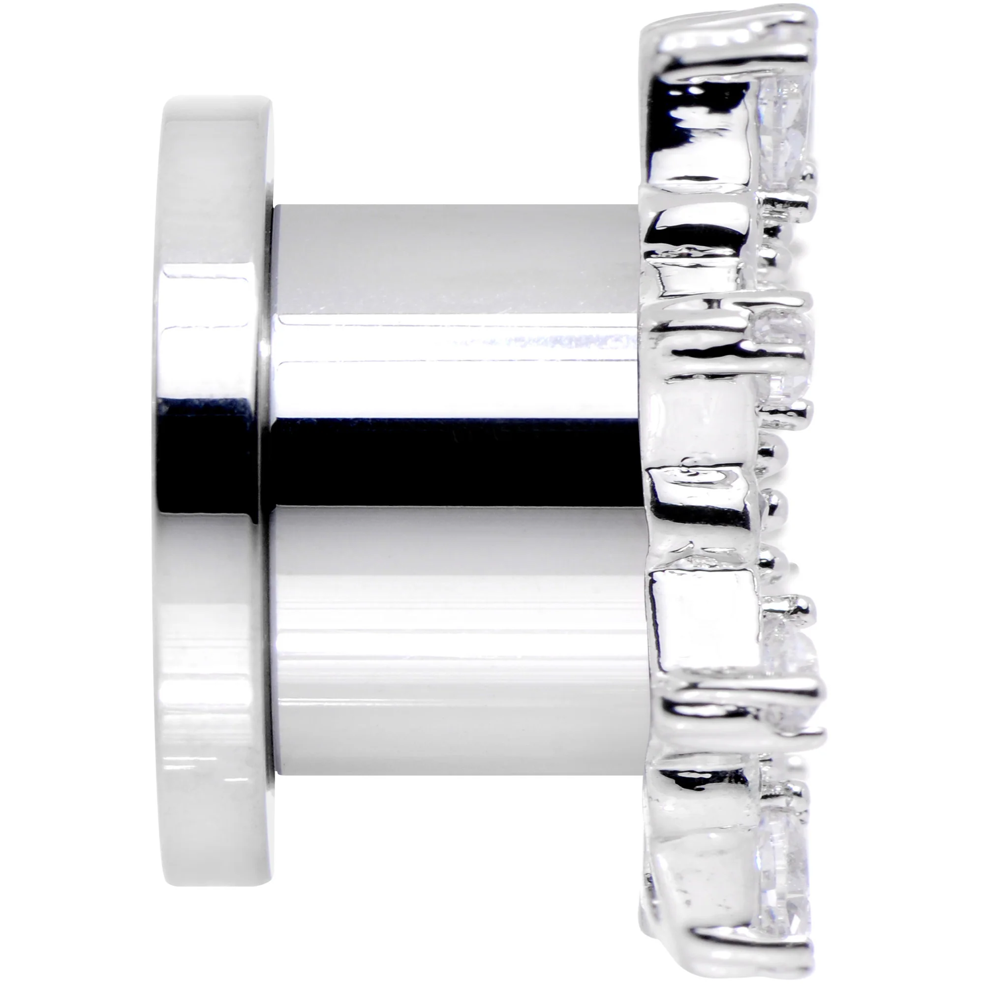 00G Clear Gem Flower Frame Screw Fit Tunnel Plug Set - Image 3
