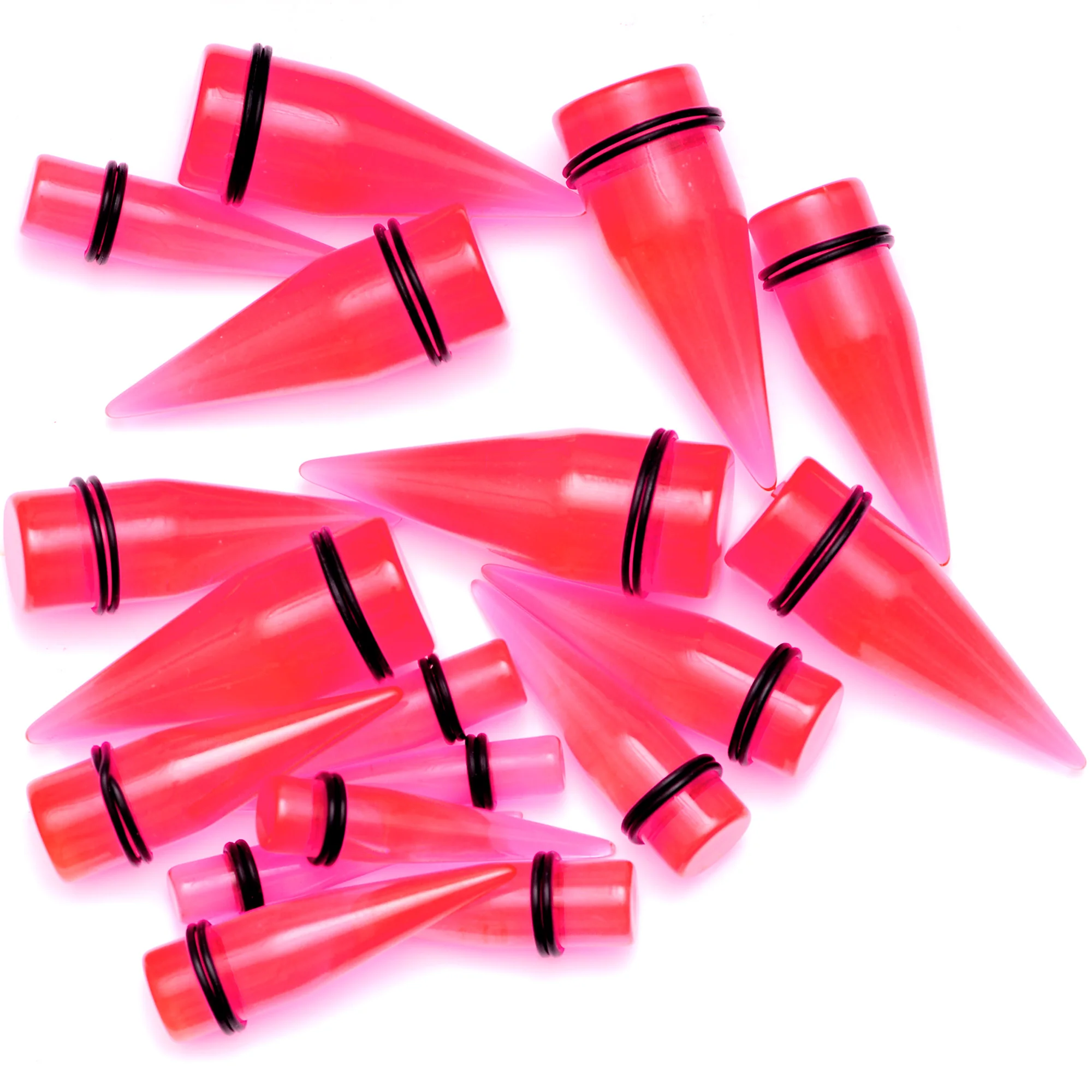 00G to 25mm Pink Acrylic Straight Taper Stretching Kit Set of 2 - Image 2