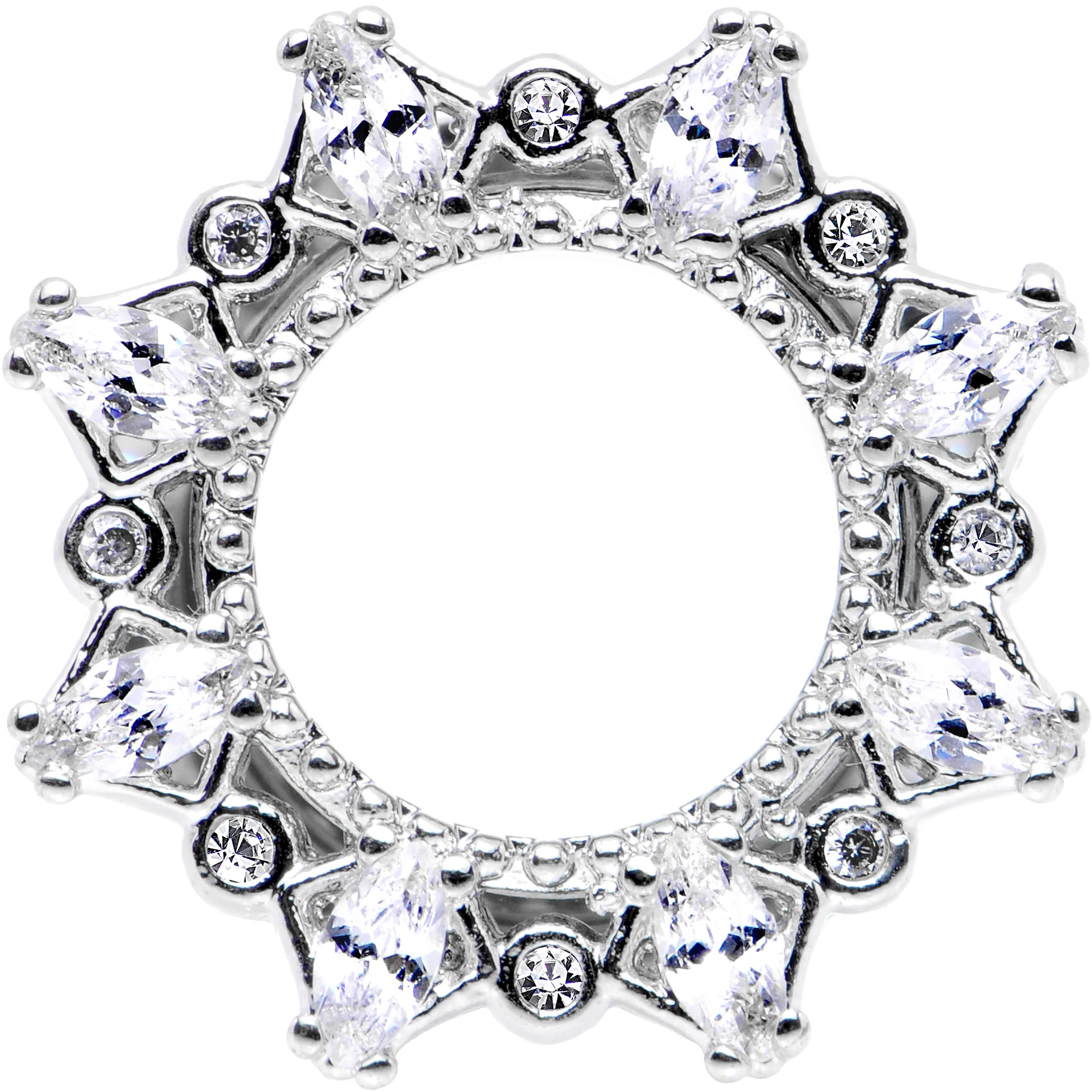 1/2 Clear Gem Flower Frame Screw Fit Tunnel Plug Set - Image 4