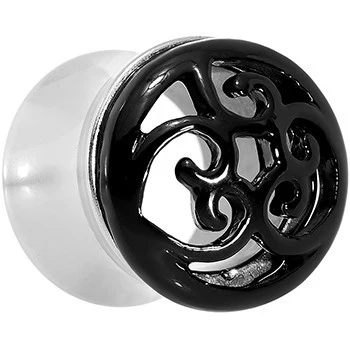 1/2 Steel Black Filigree Duet Heart Saddle Plug Set - Image 3