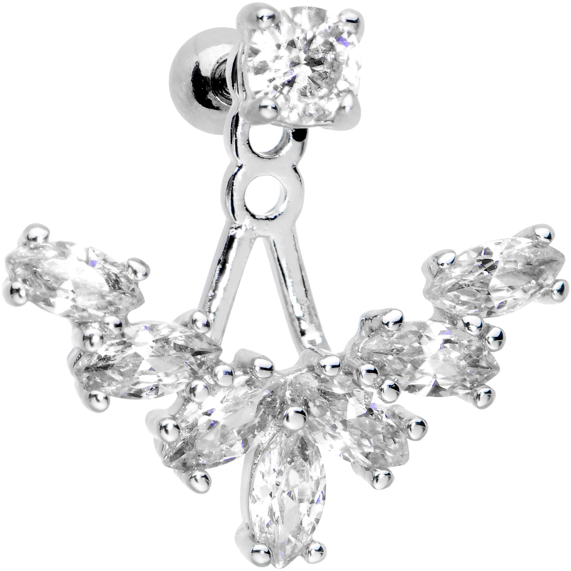 1/4 Clear Gem Darling Fan Dangle Cartilage Tragus Piercing - Image 2