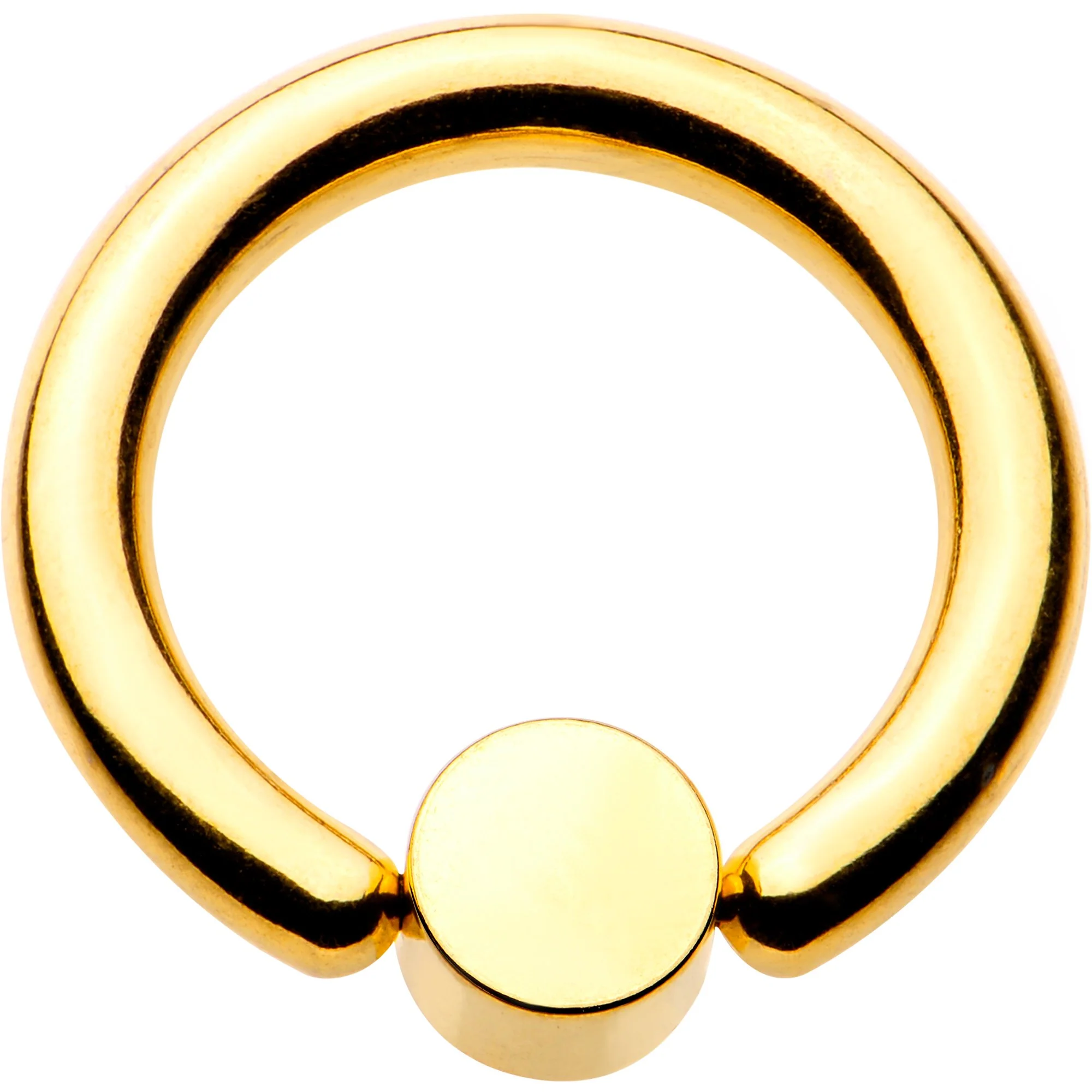 10G 1/2 Clear Gem 5mm Disc Gold IP BCR Captive Ring - Image 2