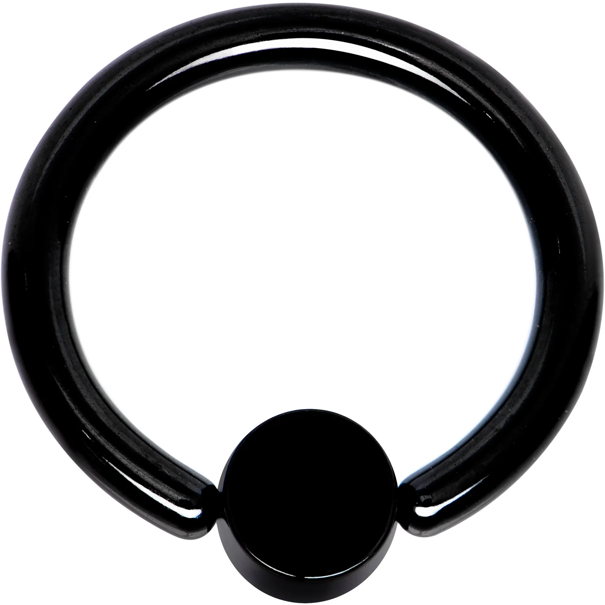 12G 1/2 Clear Gem 5mm Disc Black BCR Captive Ring - Image 2