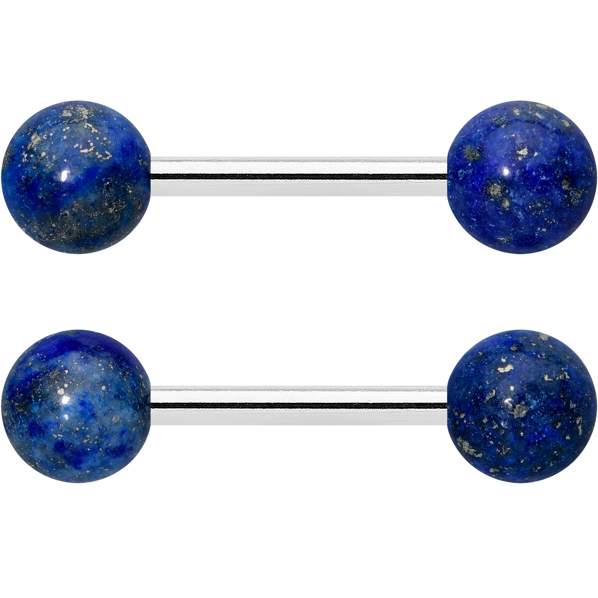 14G 1/2 Elegant Blue Agate Barbell Nipple Ring Set - Image 2