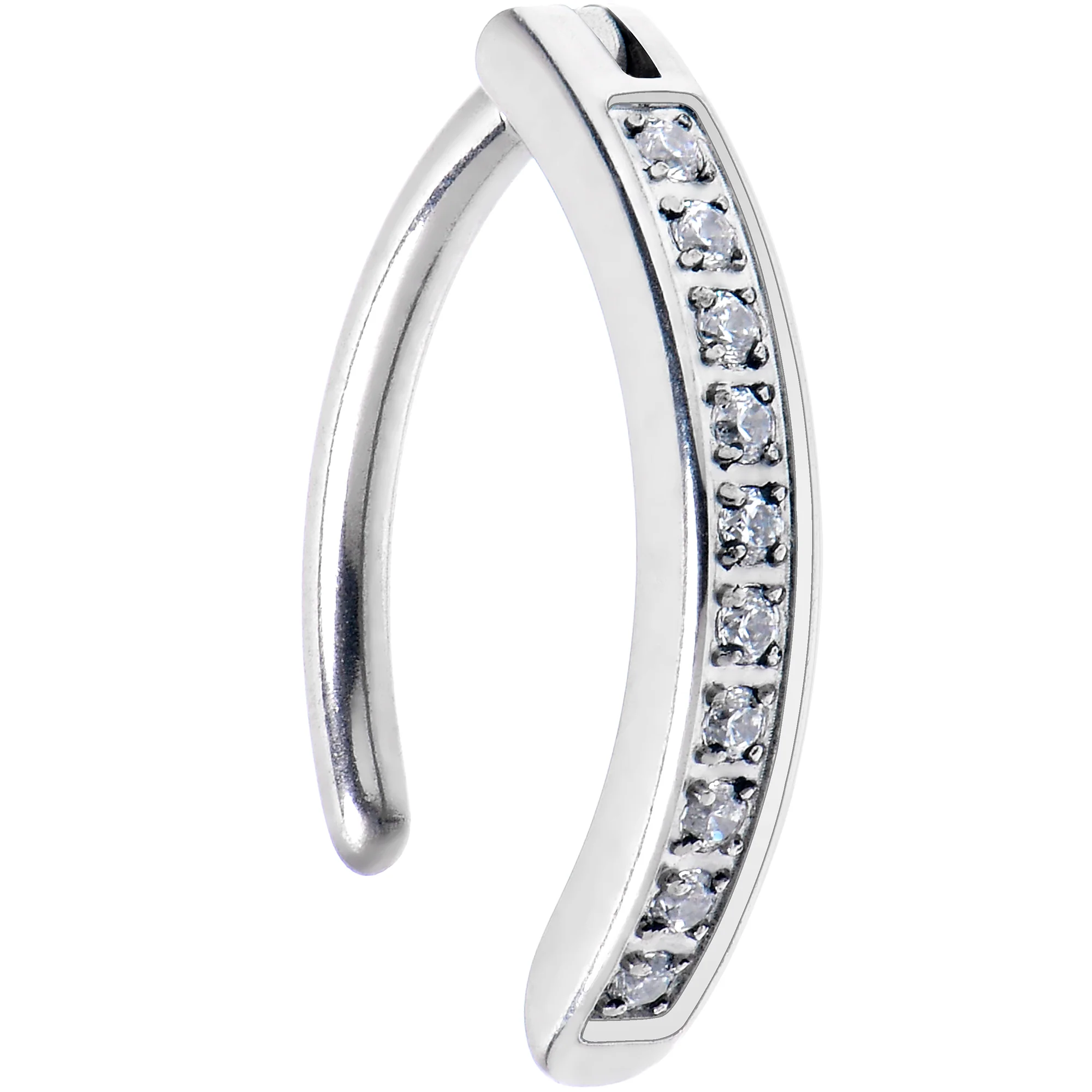 14G 1/2 Implant Grade Titanium CZ Paved Hinged Hoop Belly Ring - Image 3