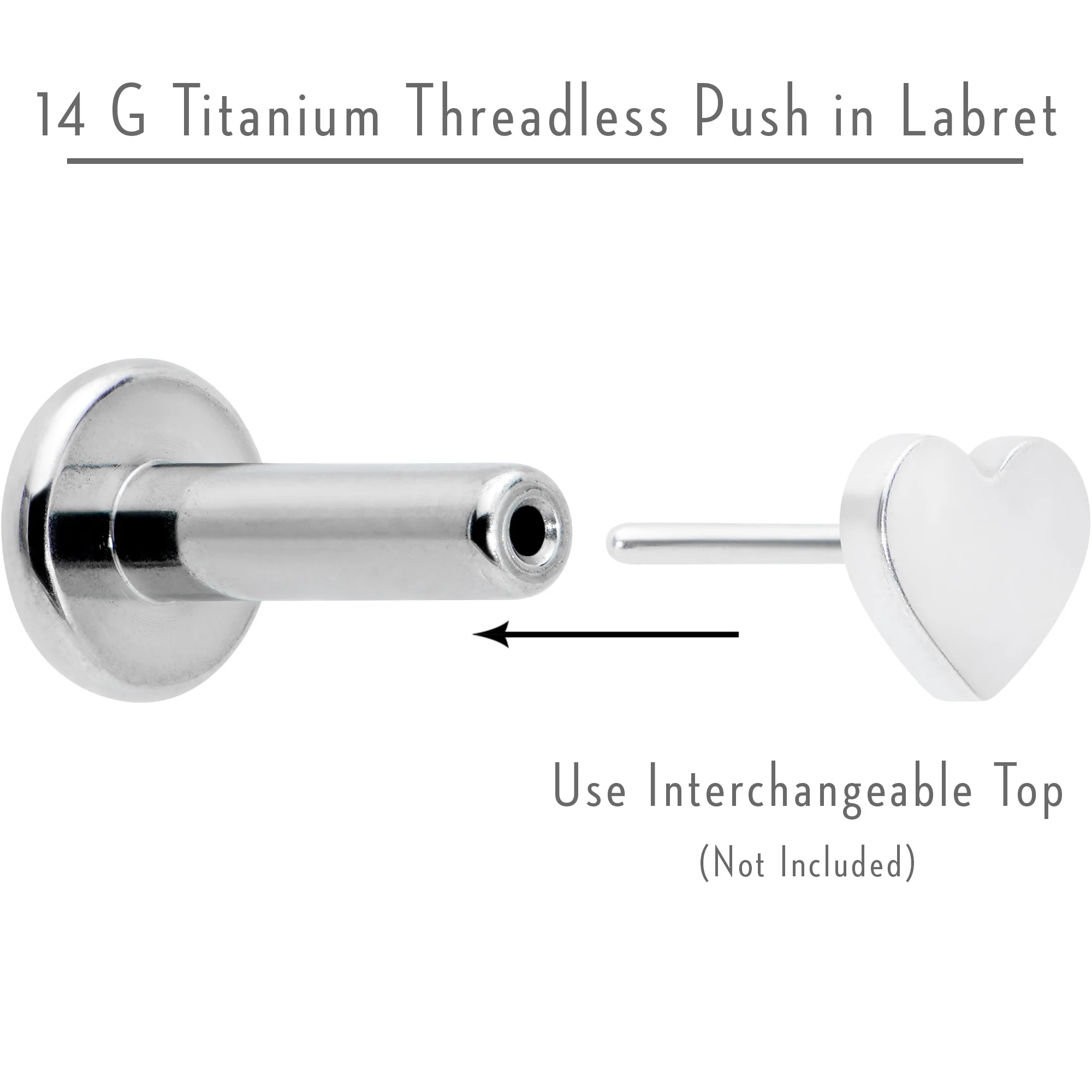 14G 1/4 G23 Titanium Threadless Post Only Labret Monroe Tragus - Image 4