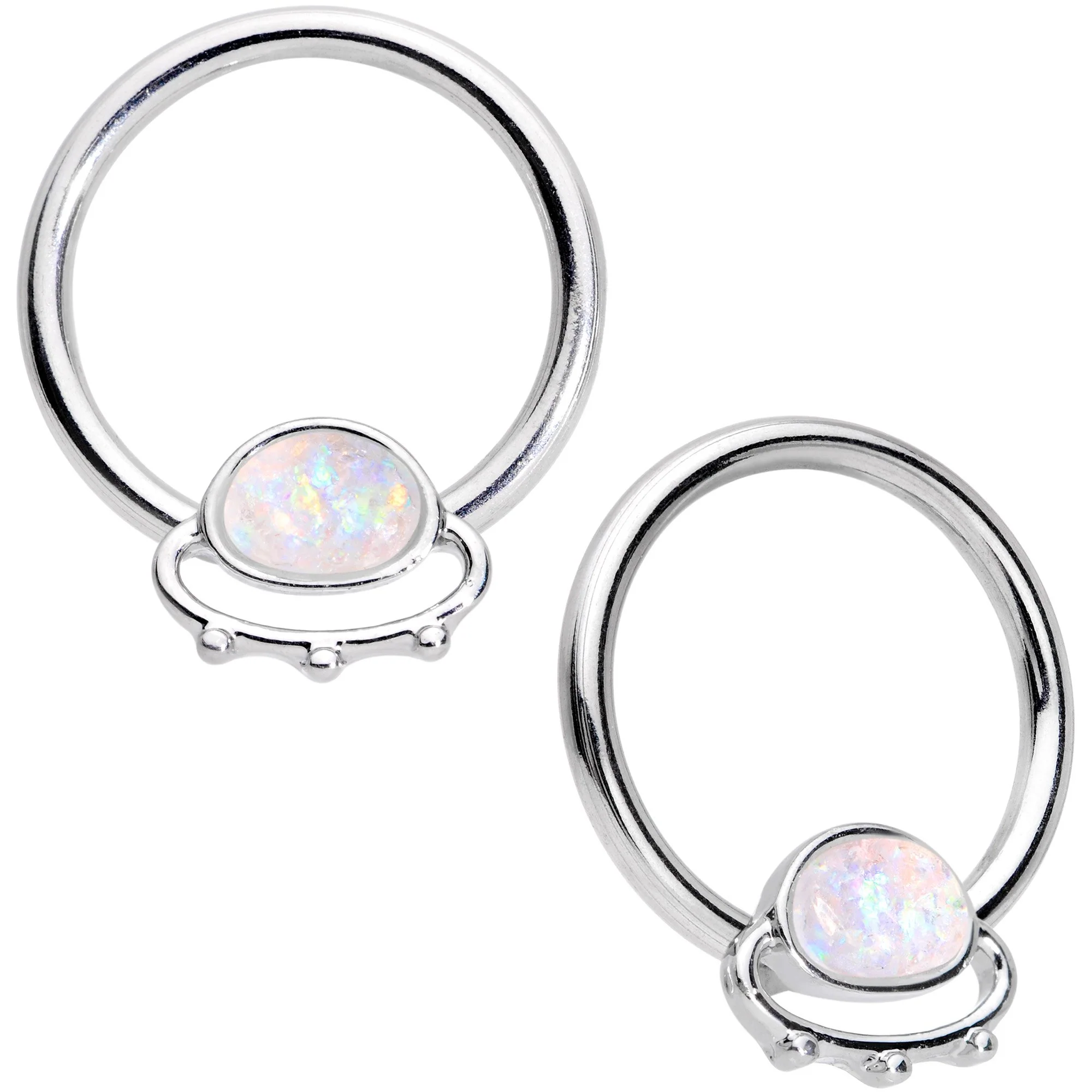 14G 13mm Blue Gem Faux Druzy UFO BCR Captive Nipple Ring Set Of 4 - Image 3