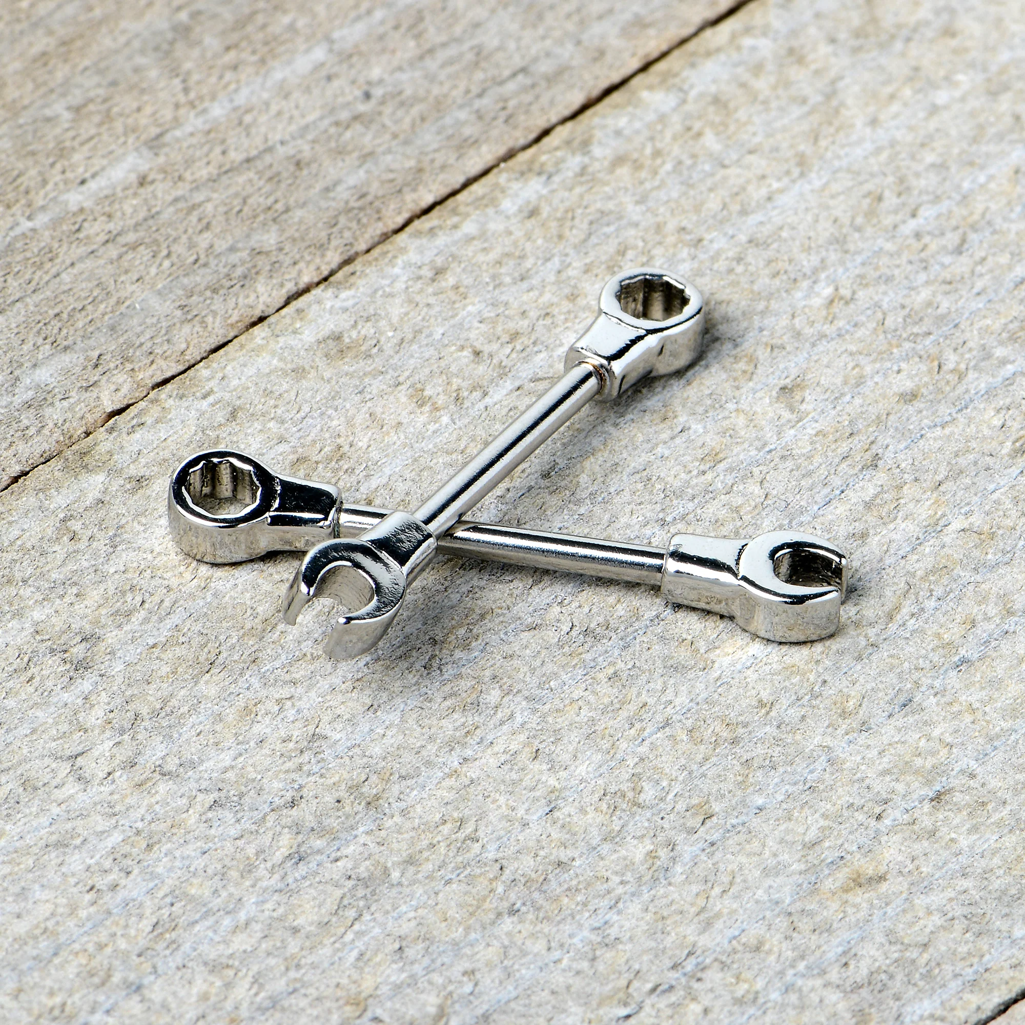 14G 13mm Combo Wrench Barbell Nipple Ring Set - Image 5