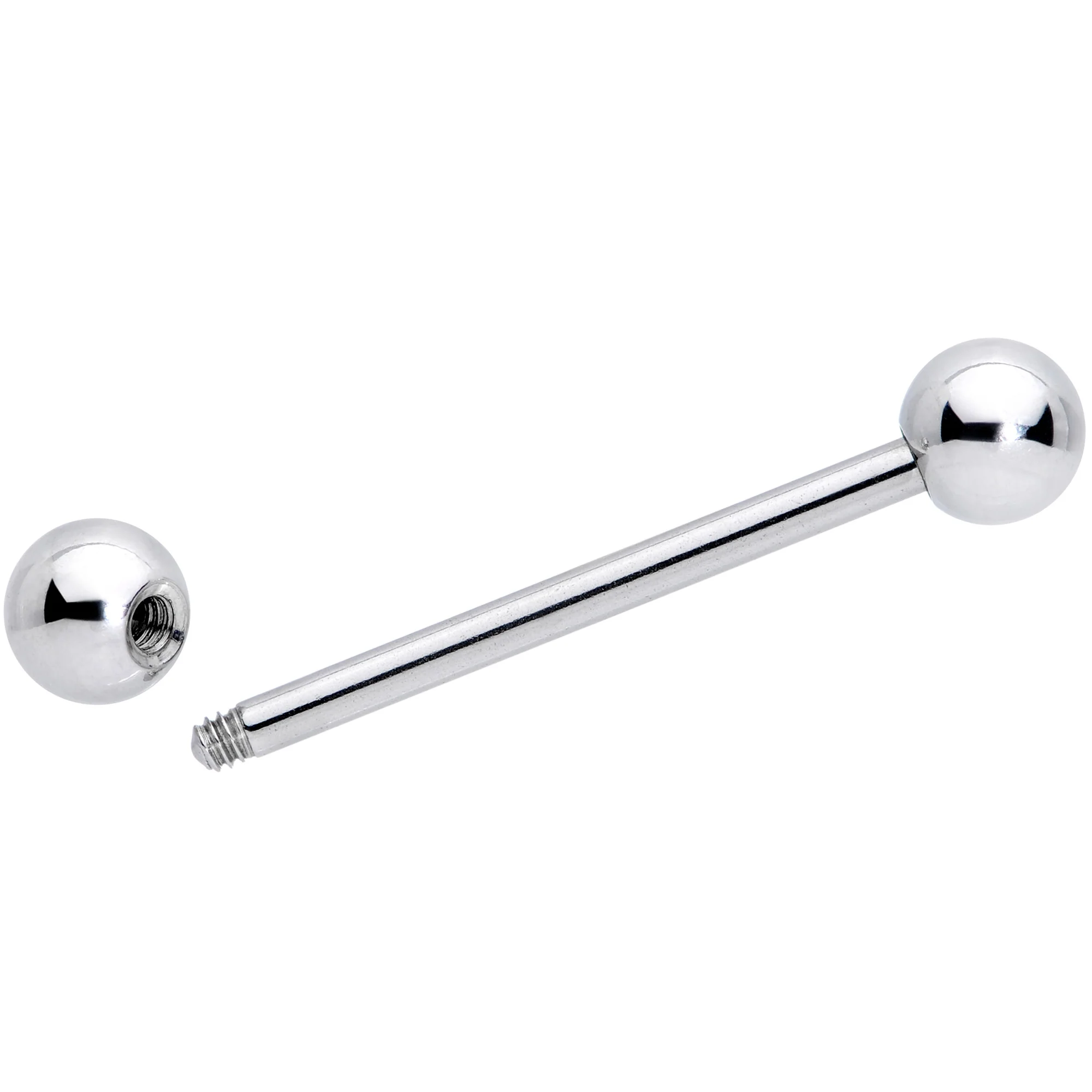 14G 3/4 Stainless Steel Extra Long Barbell Tongue Ring - Image 2