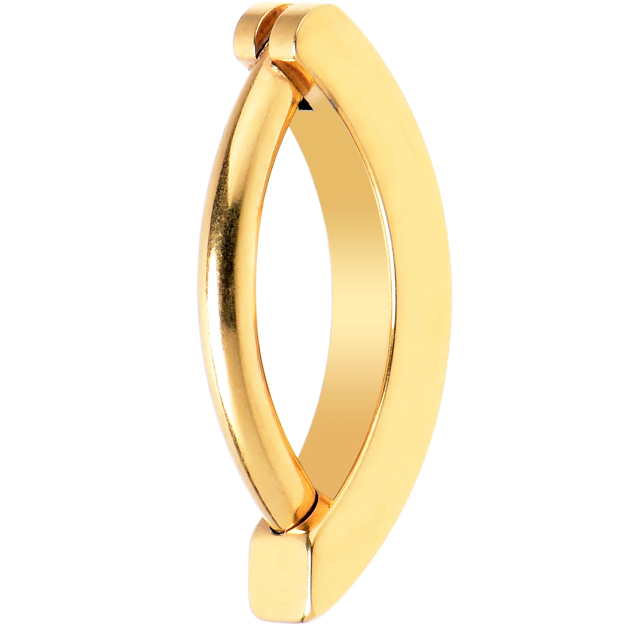 14G 3/8 Gold Tone CZ ASTM F-136 Implant Grade Titanium Hinged Hoop Belly Ring - Image 5