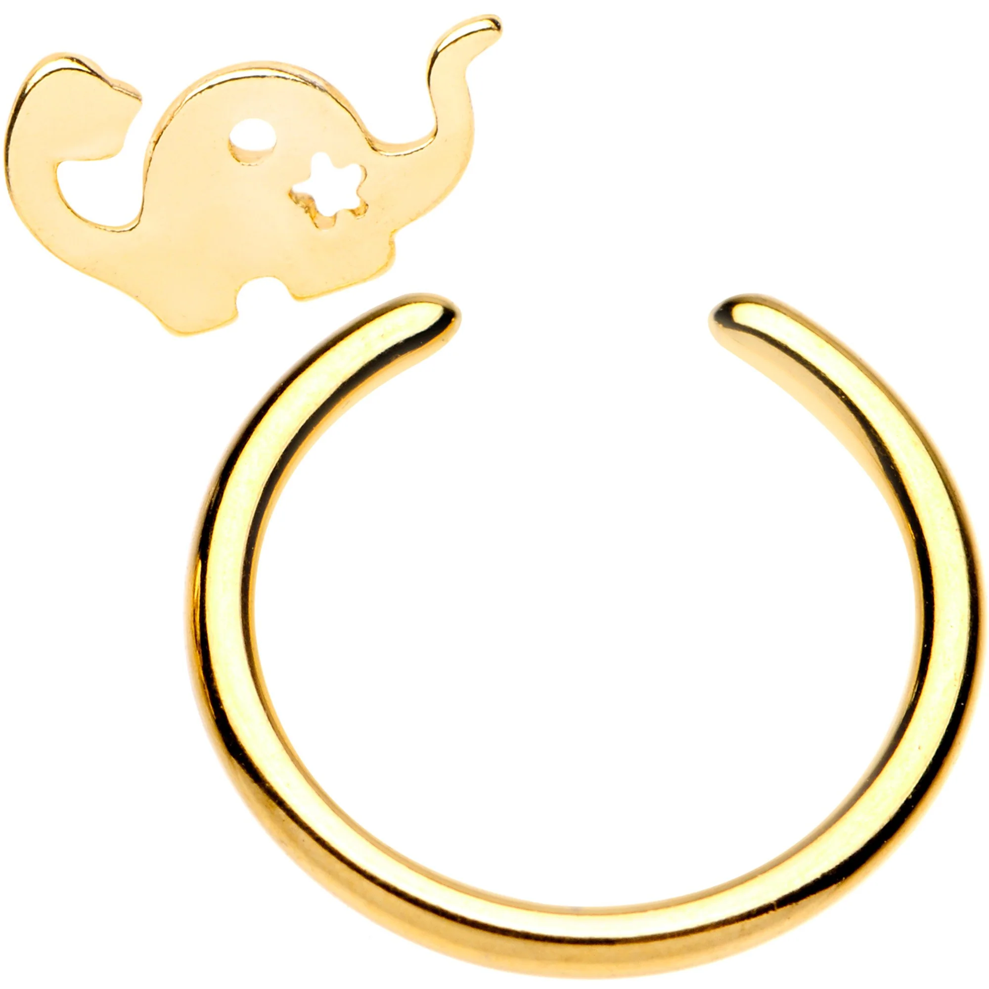 14G 3/8 Gold Tone IP Dinosaur Brontosaurus BCR Captive Ring - Image 2