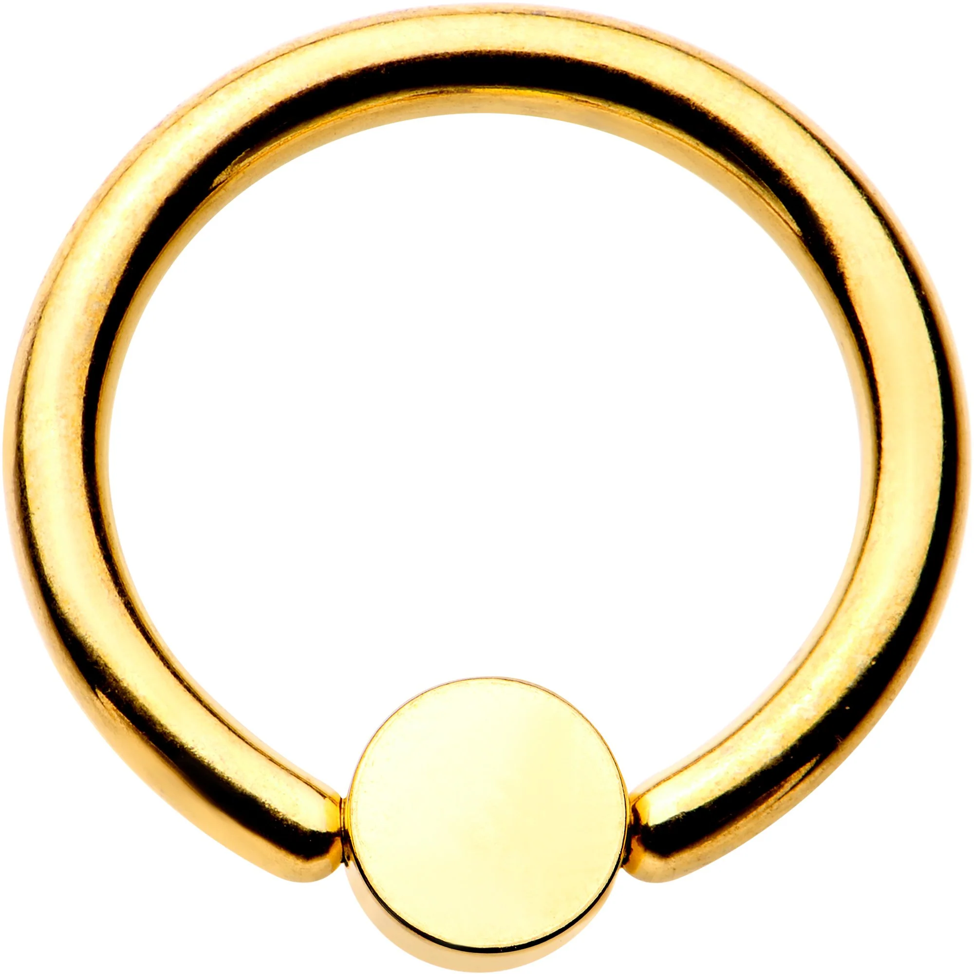 14G 3/8 Purple 4mm Faux Opal Gold IP Disc BCR Captive Ring - Image 2