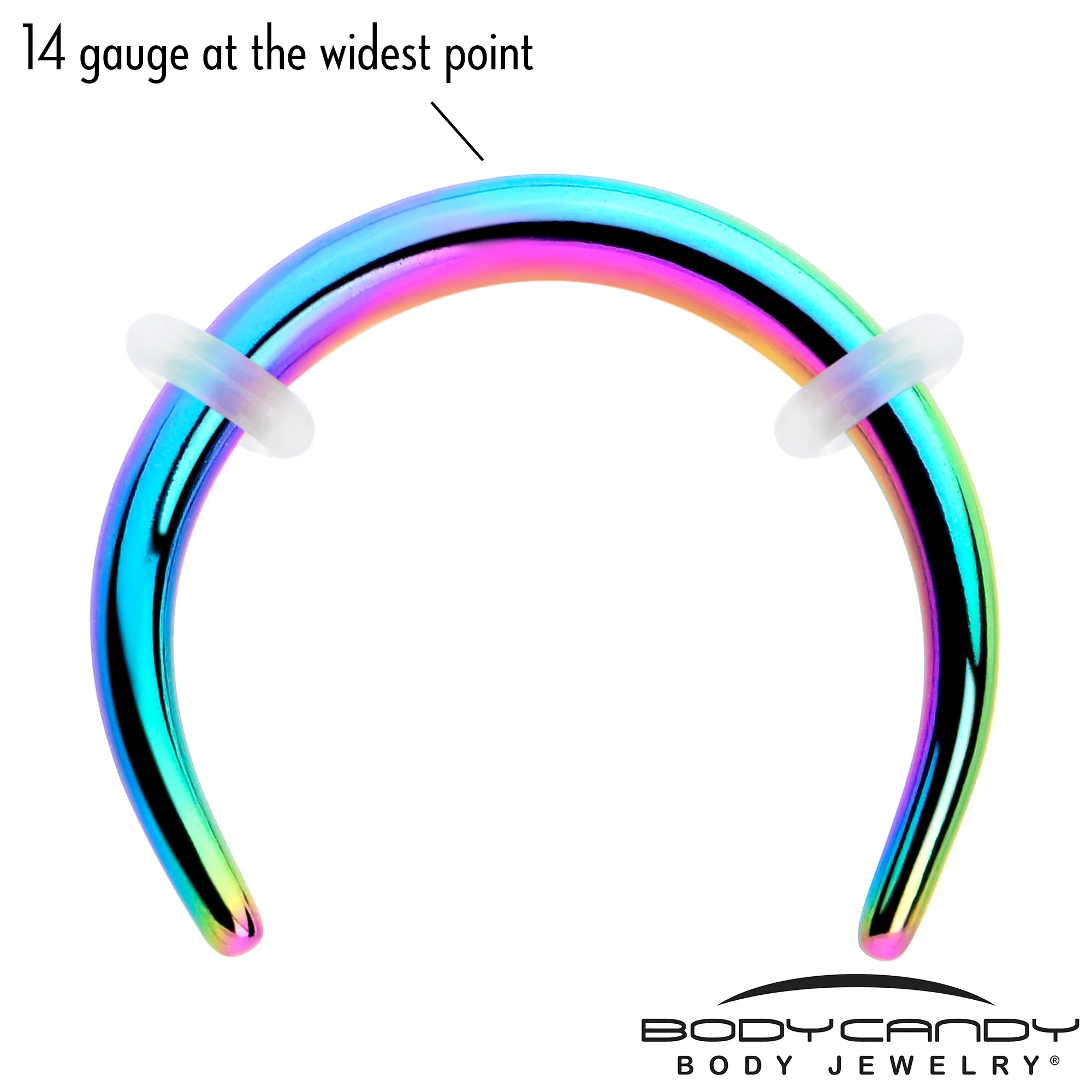 14G 3/8 Rainbow Pincher Crescent Taper - Image 3
