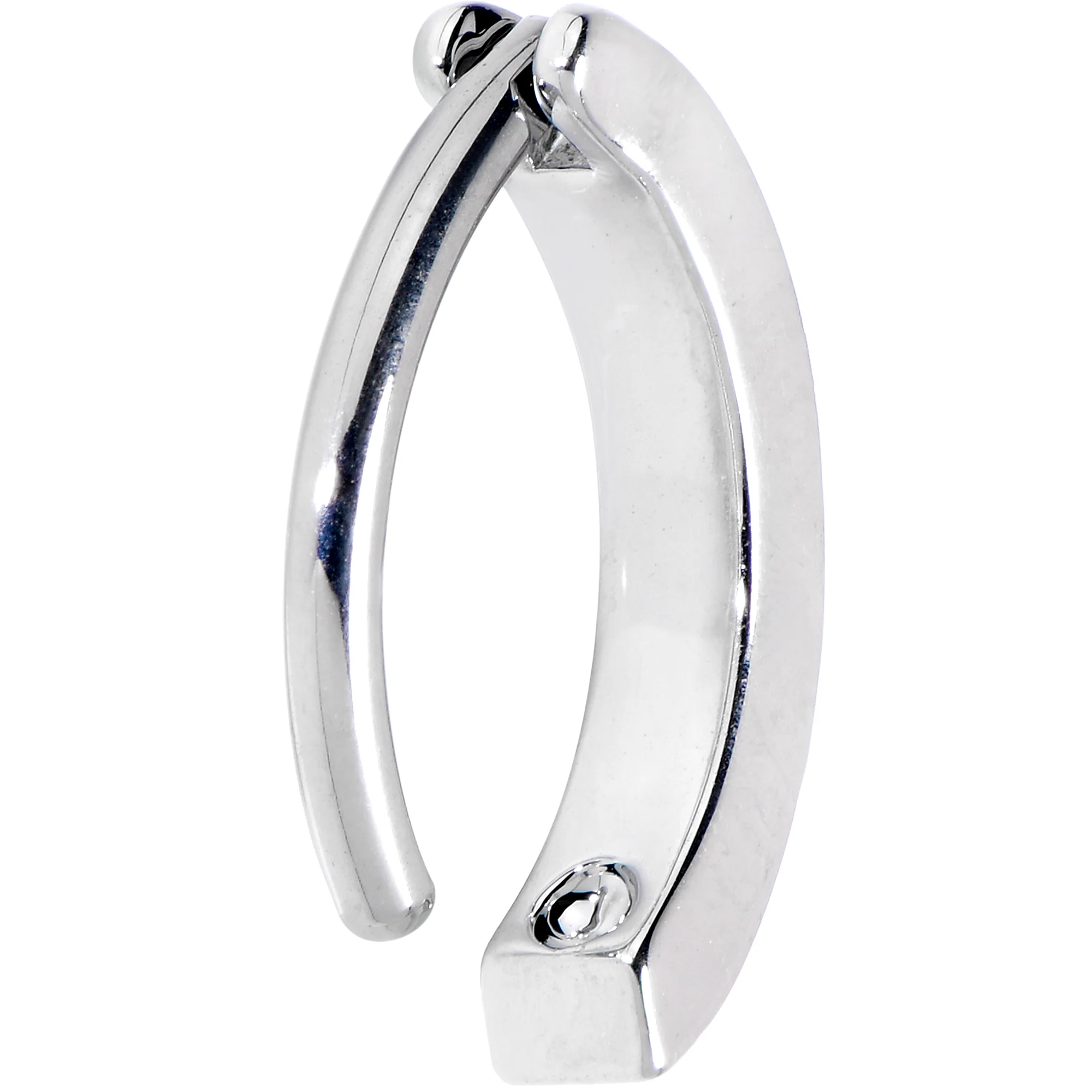 14G 3/8 White Synthetic Opal ASTM F-136 Implant Grade Titanium Hinged Hoop Belly Ring - Image 2