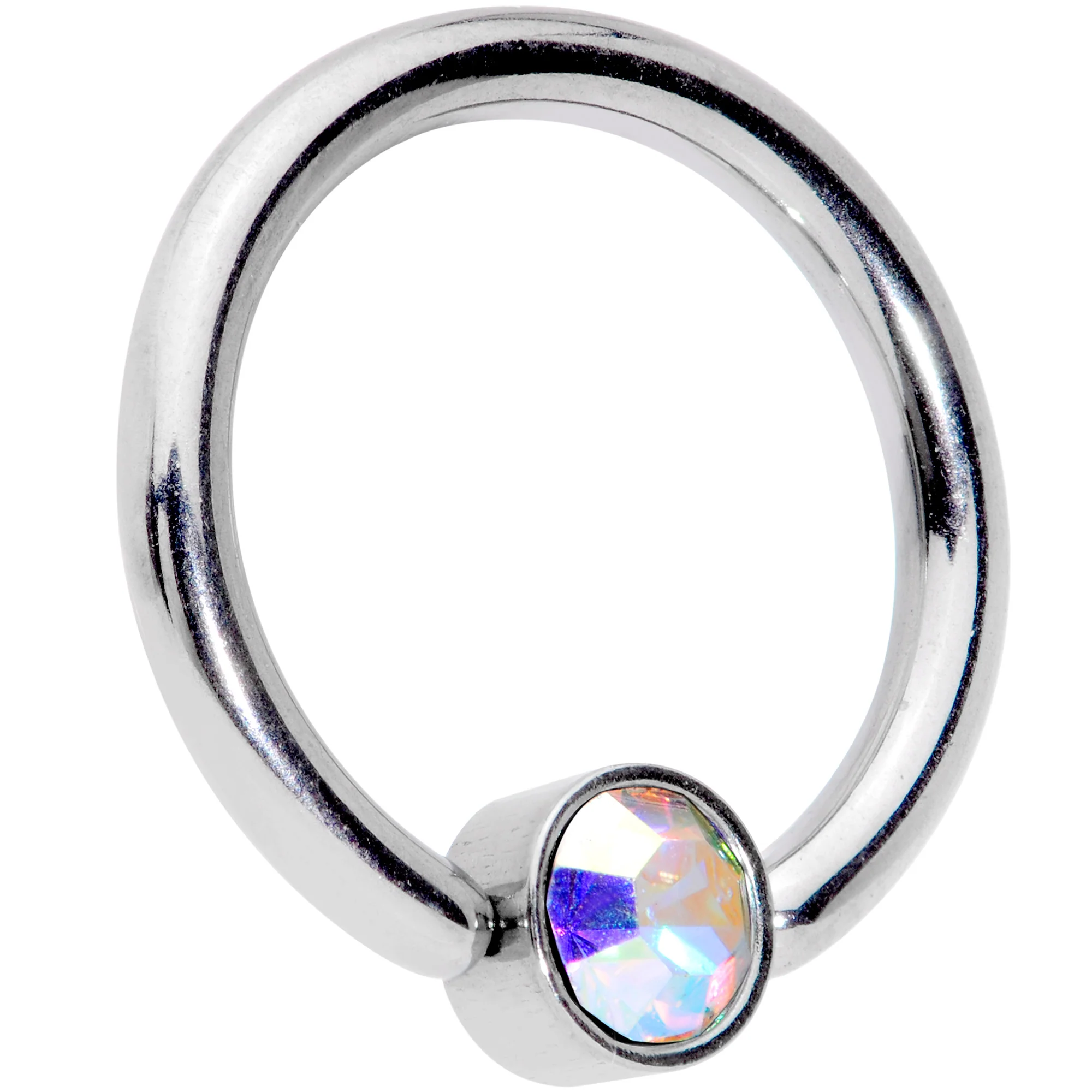 14G 3/8 Aurora Gem 4mm Disc BCR Captive Bead Ring - Image 2