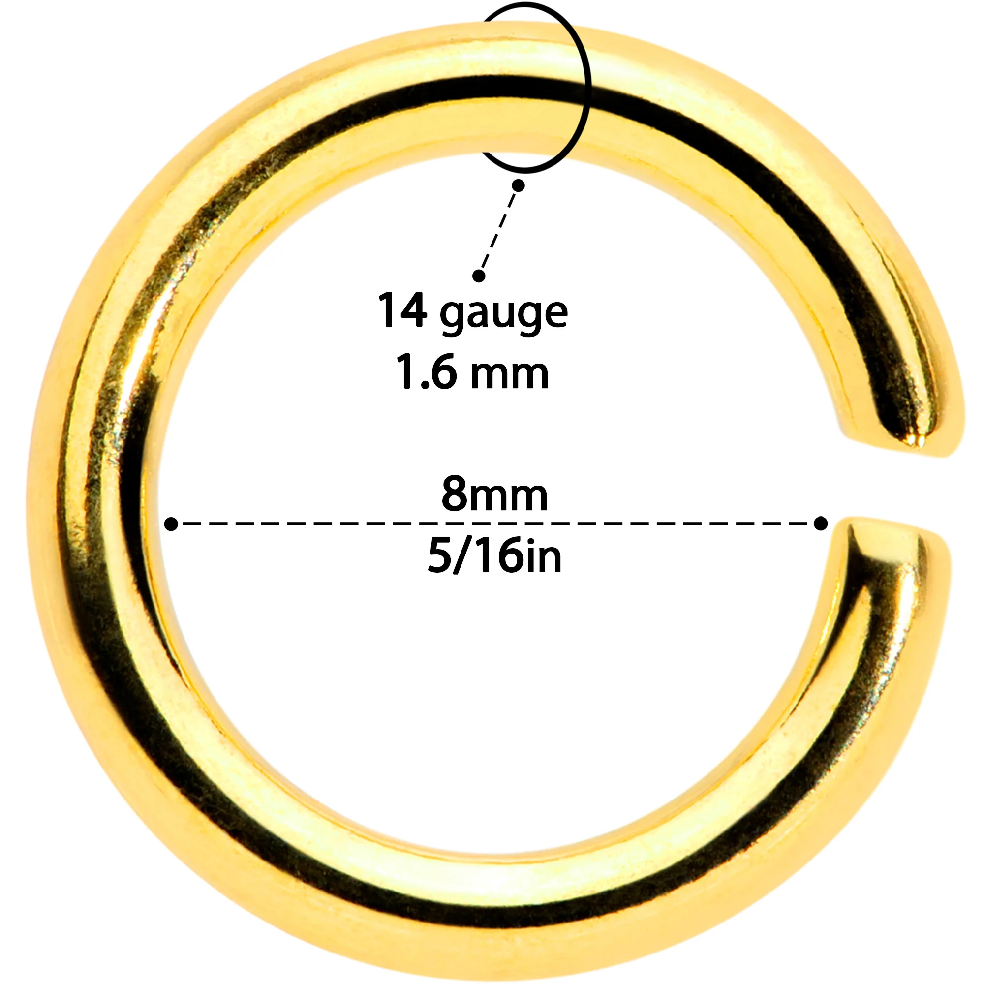14G 5/16 Steel Mixed Gold Tone Seamless Cartilage Ring Set of 12 - Image 4