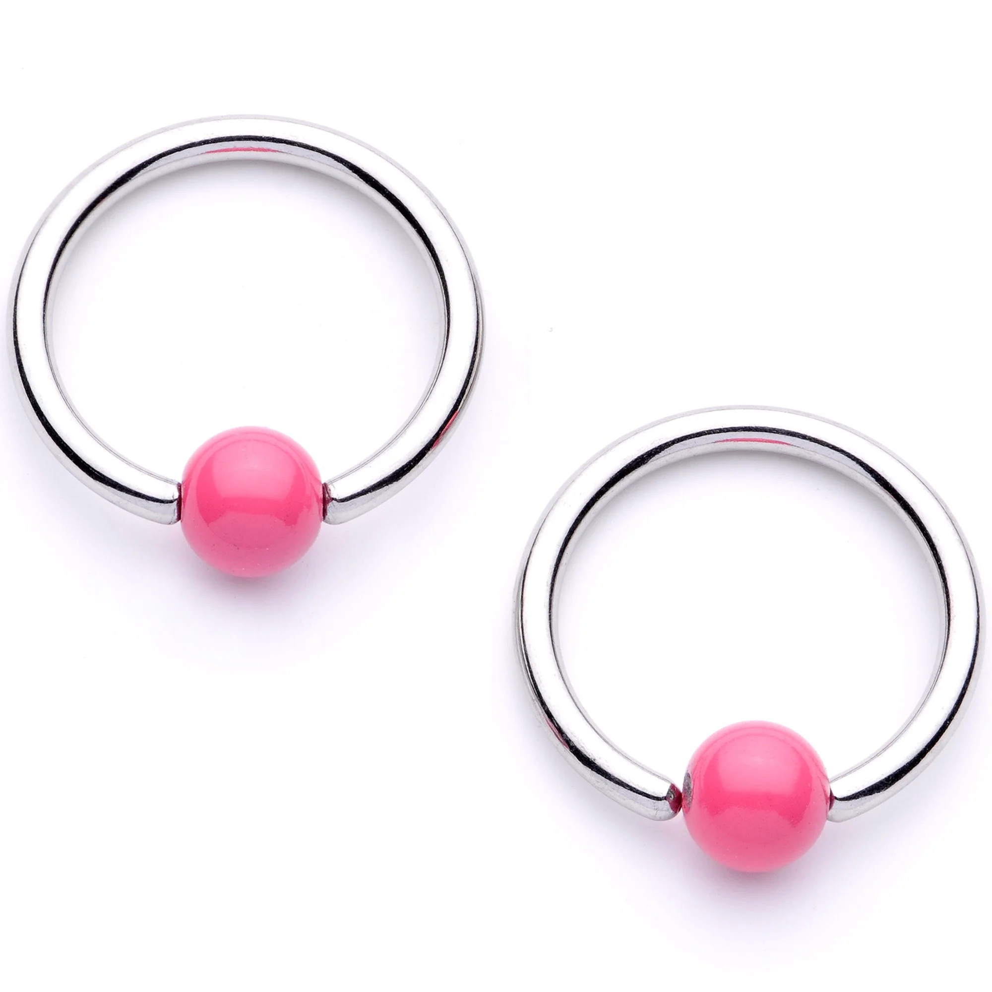 14G 9/16 1/2 Pink Flower Glow BCR Barbell Nipple Ring Set - Image 5