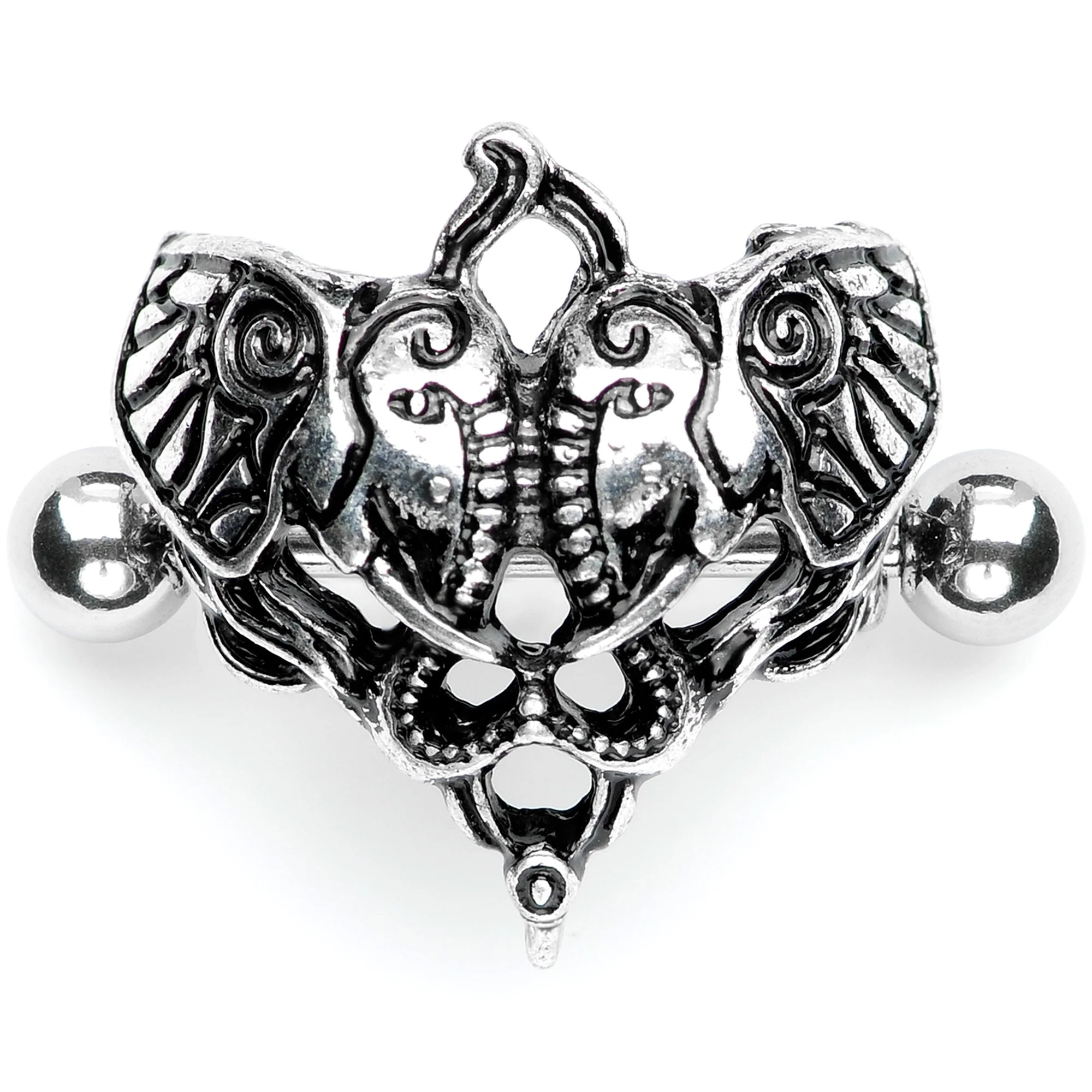 14G 9/16 Dueling Elephants Nipple Shield Set - Image 2