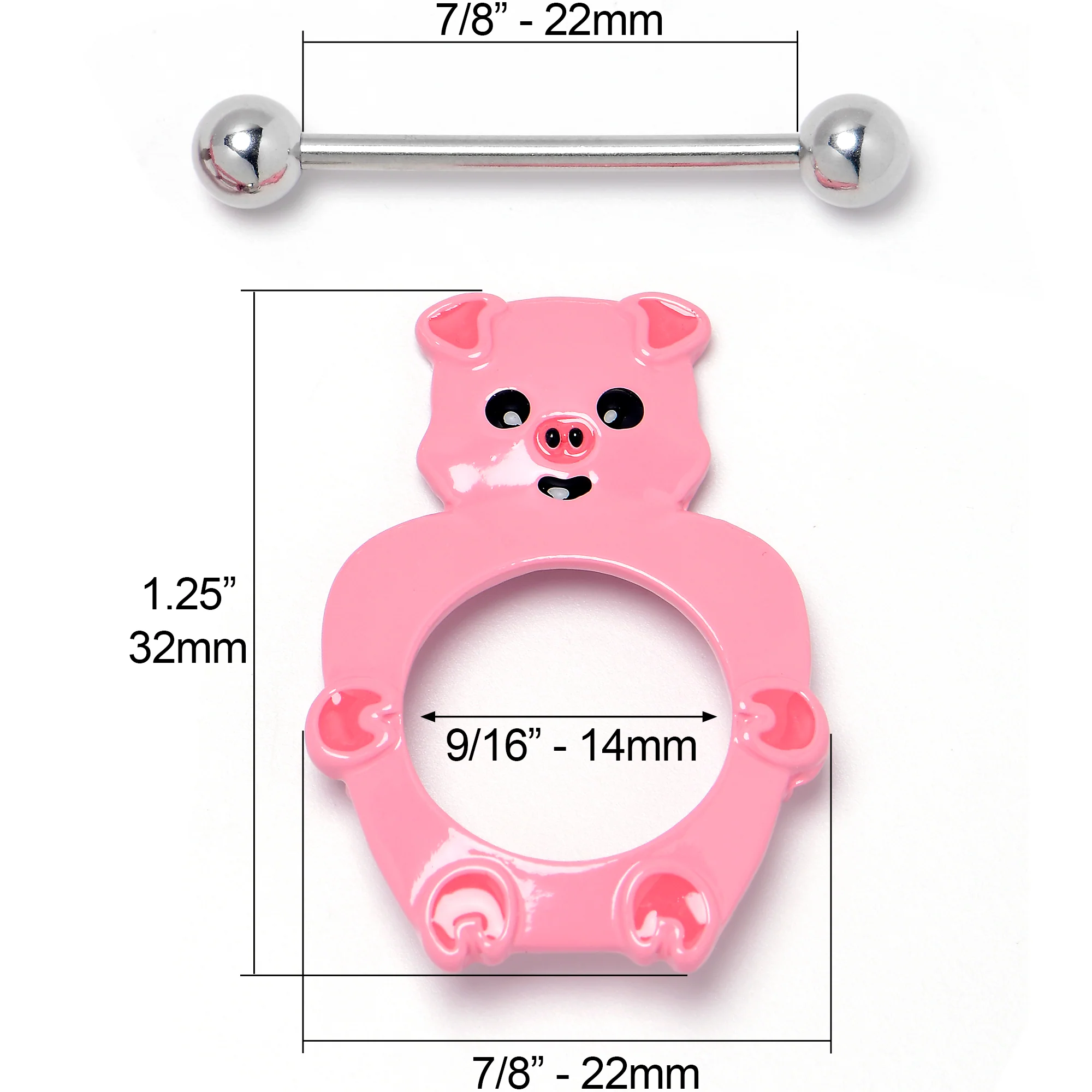 14G 9/16 Happy Pink Pigs Nipple Shield Set - Image 5