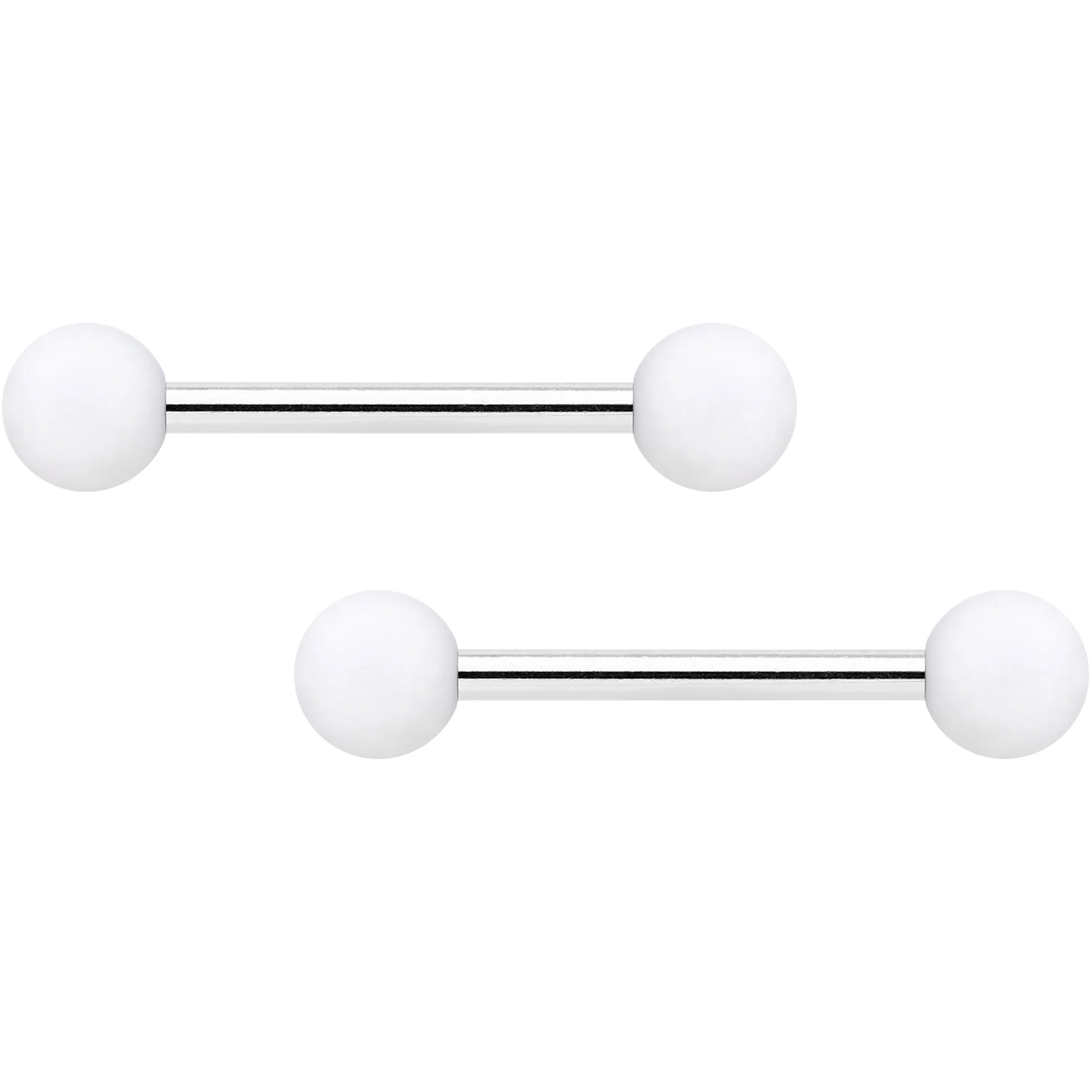 14G 9/16 Hot Pink White Matte Barbell Nipple Ring Set of 4 - Image 3