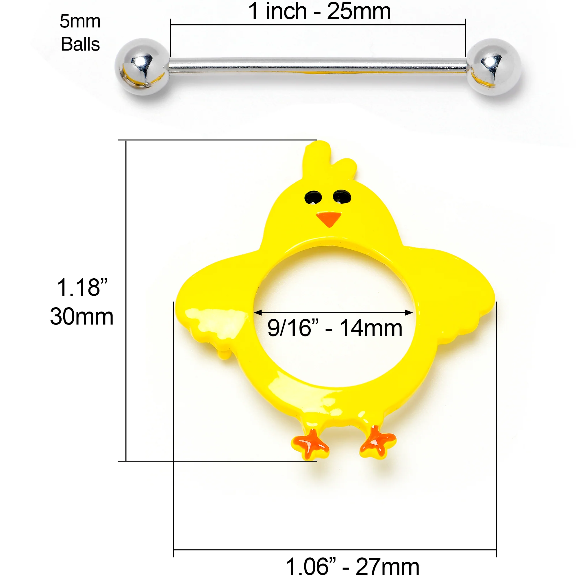 14G 9/16 Little Yellow Chicks Nipple Shield Set - Image 4