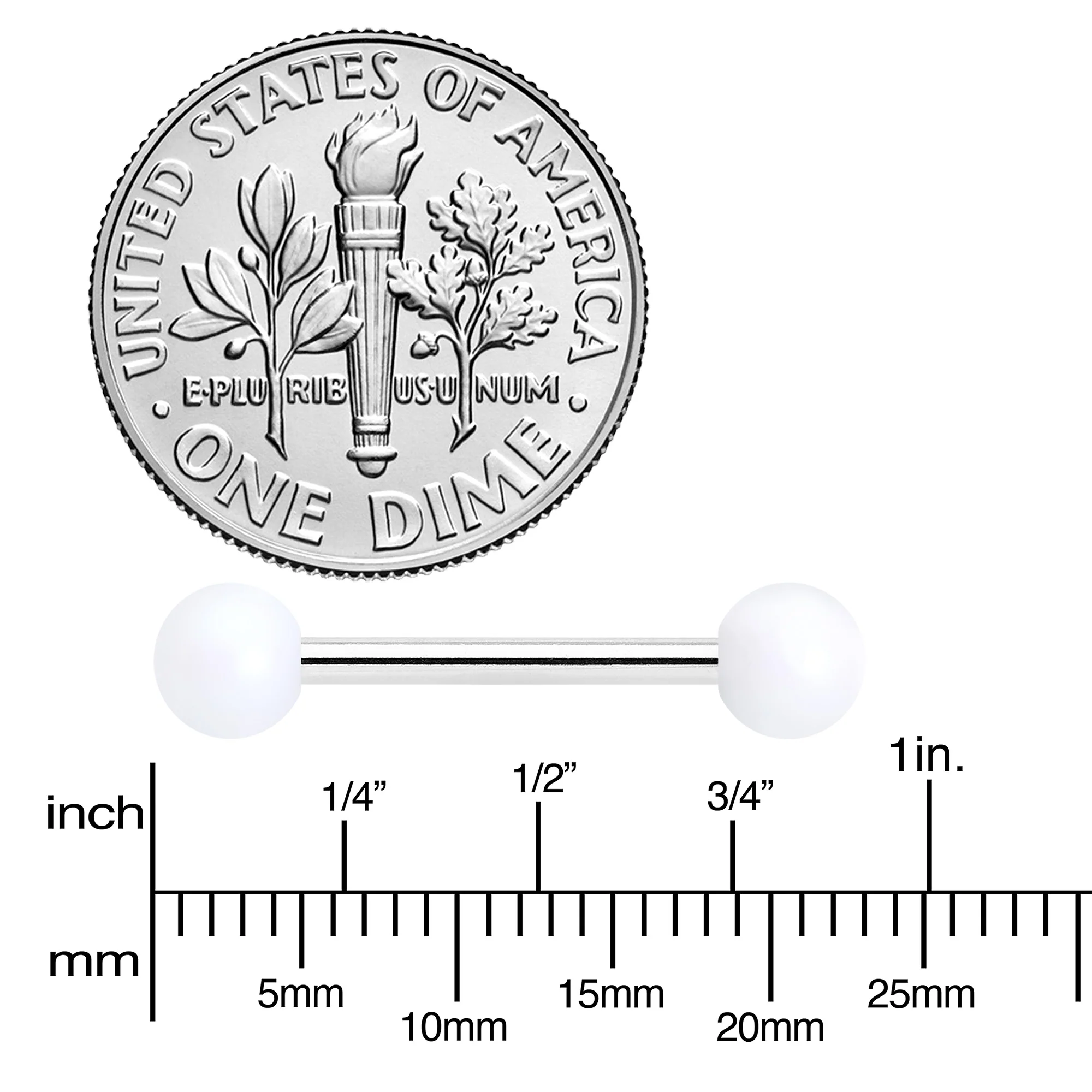 14G 9/16 Matte White Aurora Barbell Nipple Ring Set - Image 4