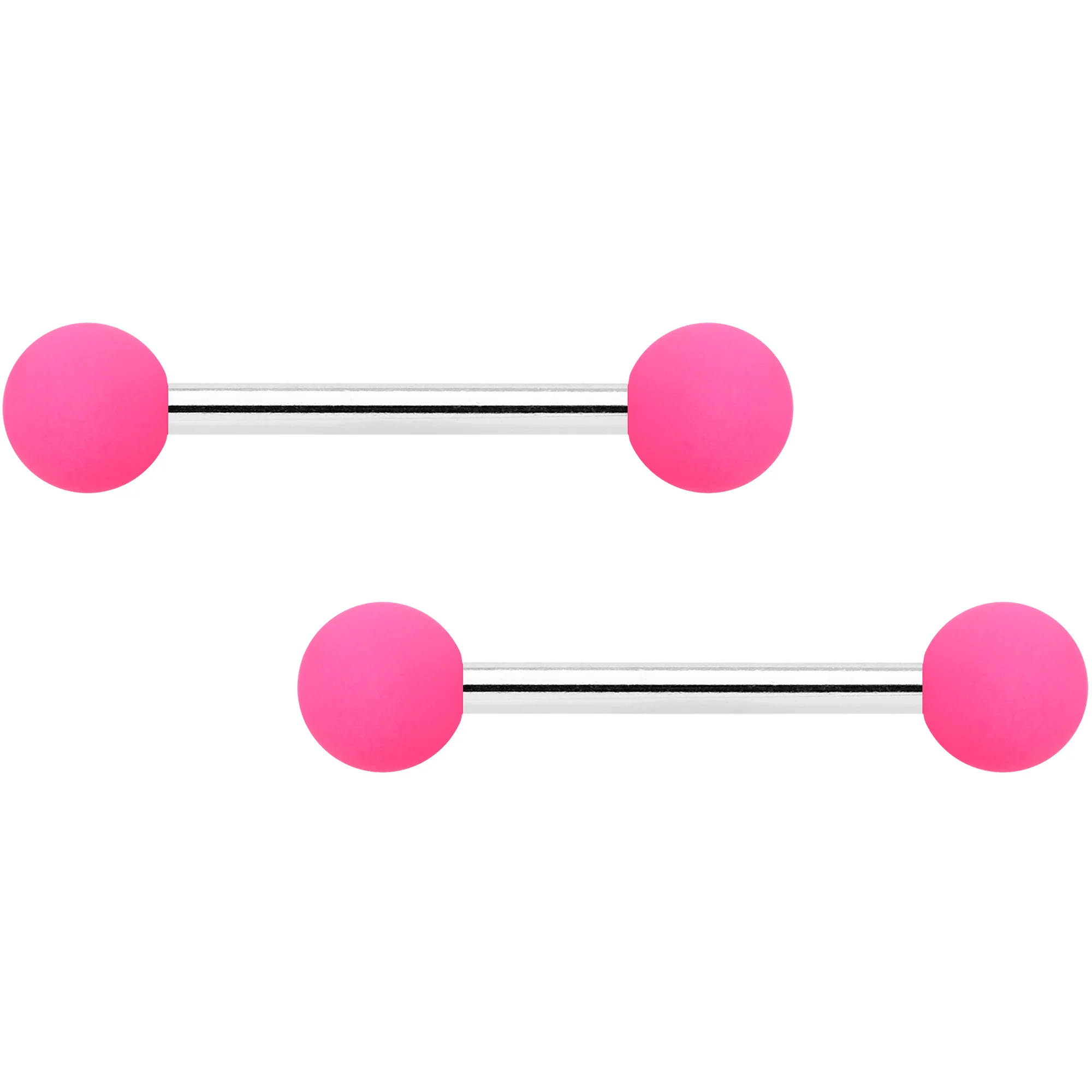 14G 9/16 Mint Green Hot Pink Matte Barbell Nipple Ring Set of 4 - Image 3