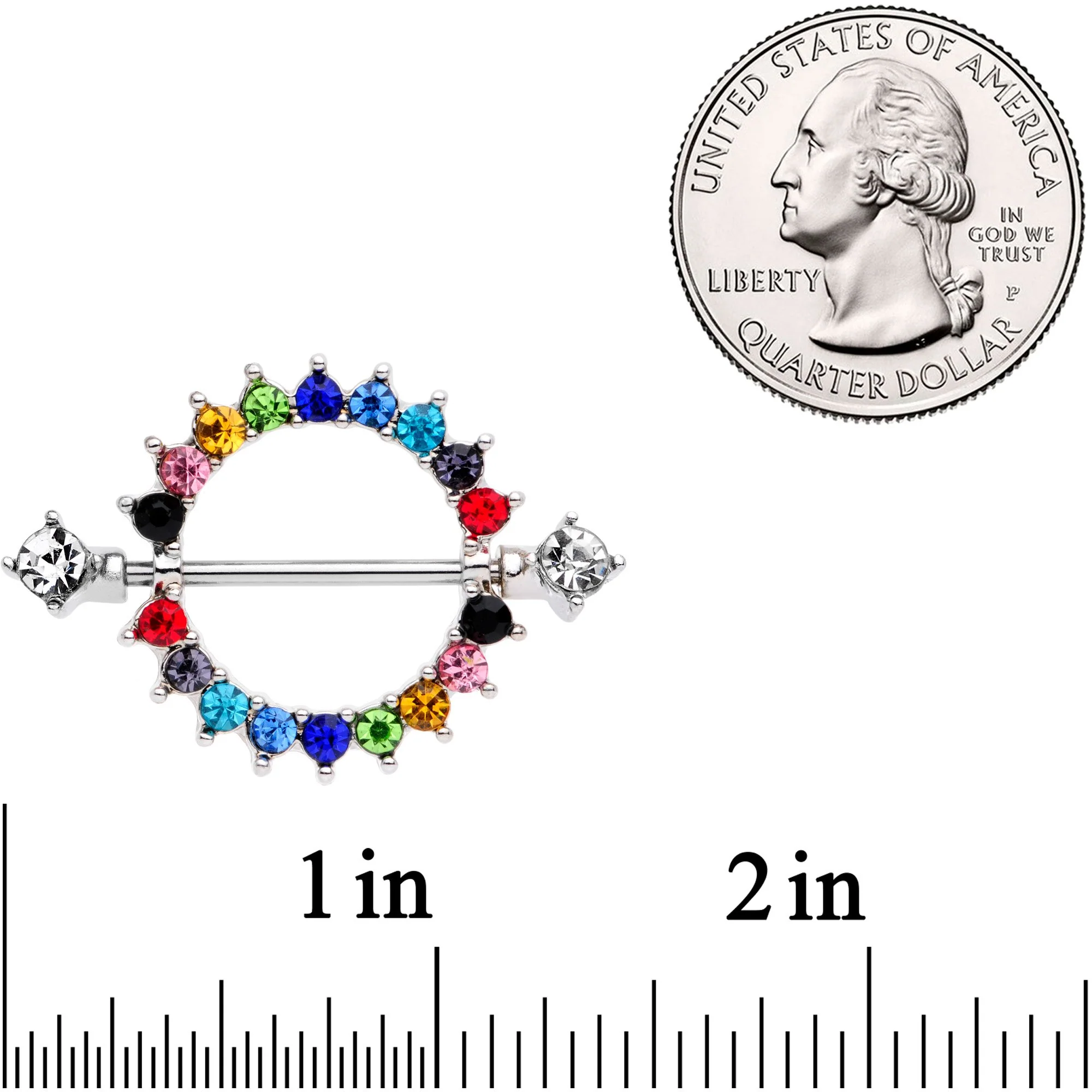 14G 9/16 Multicolor Gem Rainbow Wonderland Nipple Shield Set - Image 4