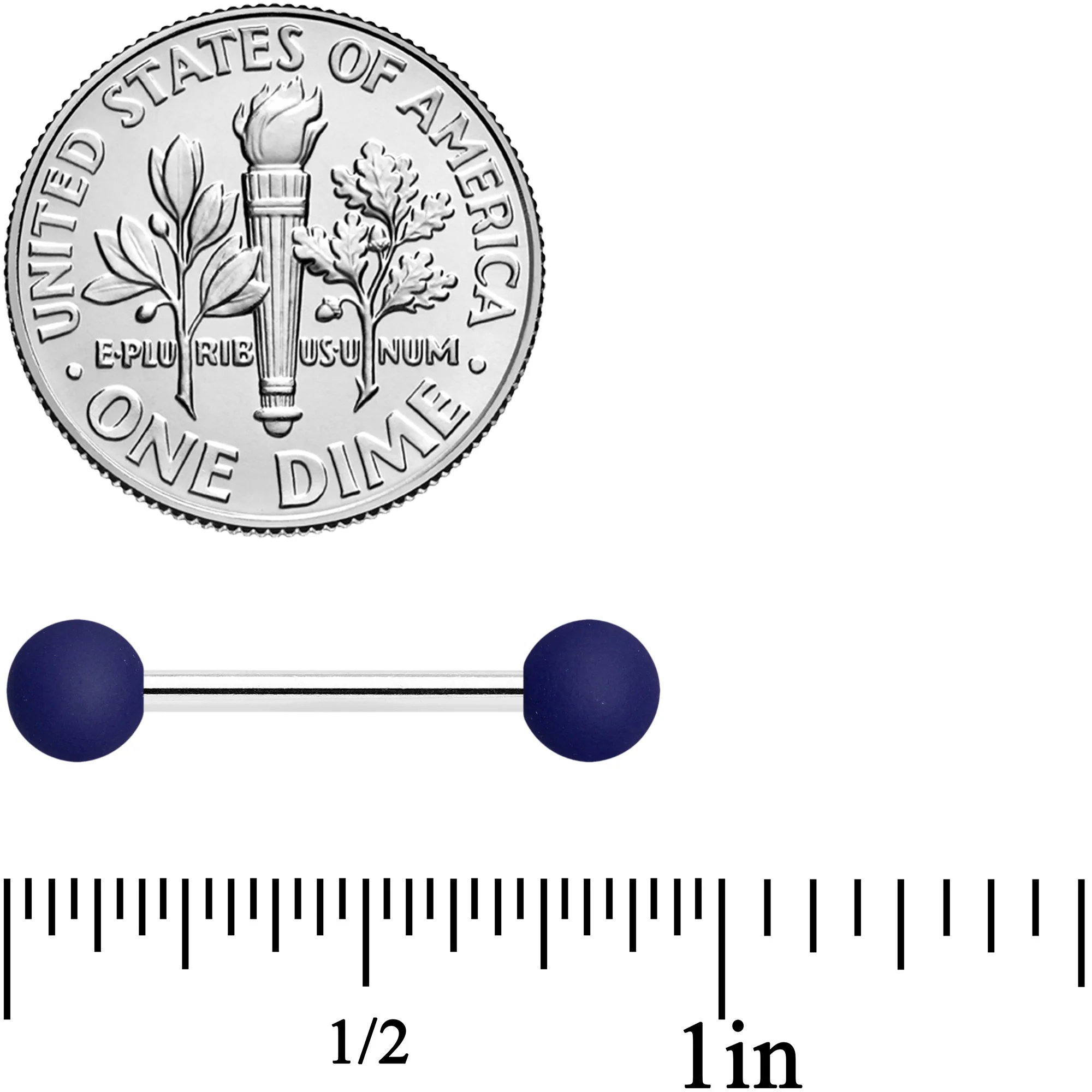 14G 9/16 Navy Blue Soft Finish Barbell Nipple Ring Set - Image 2