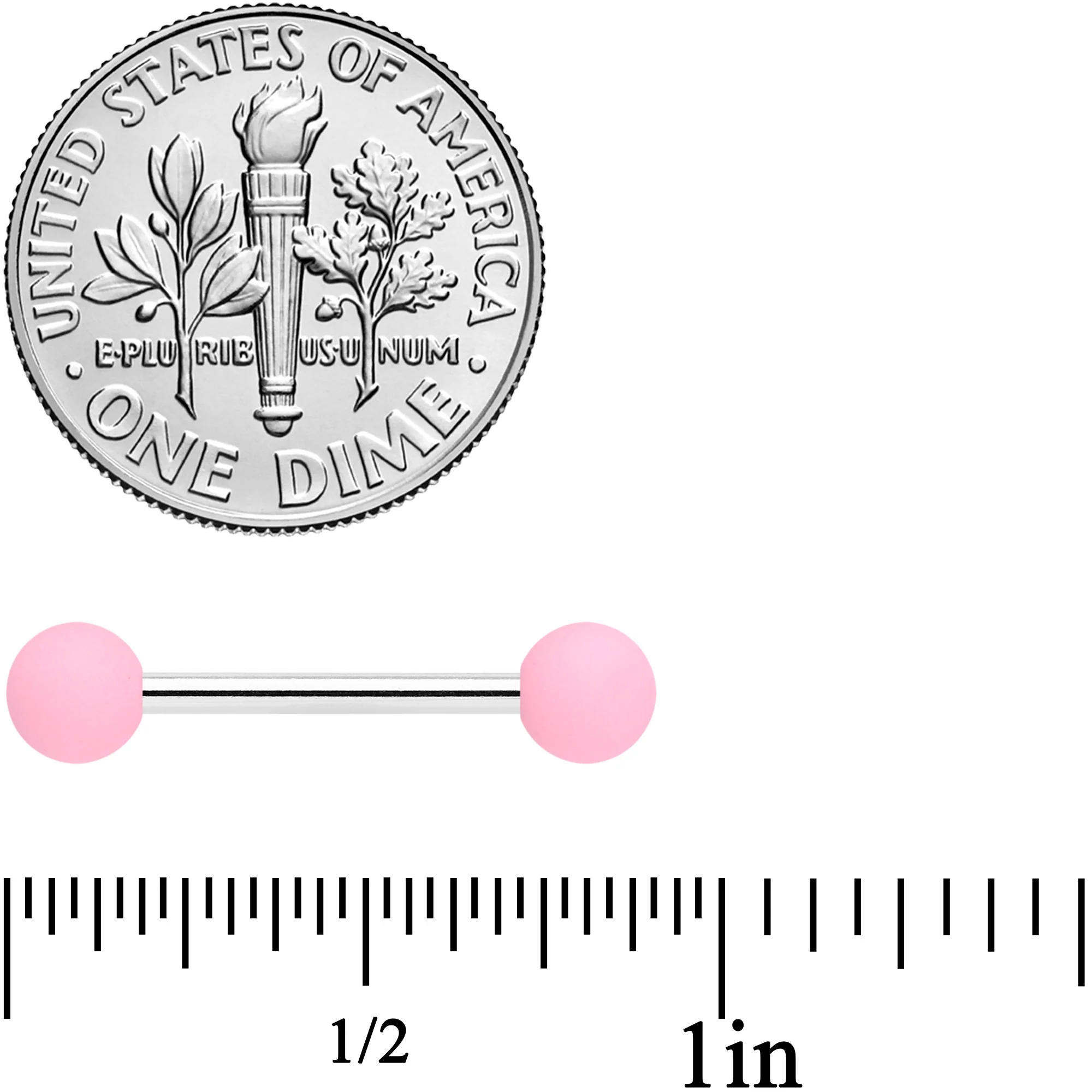 14G 9/16 Pink Peach Matte Barbell Nipple Ring Set of 4 - Image 4