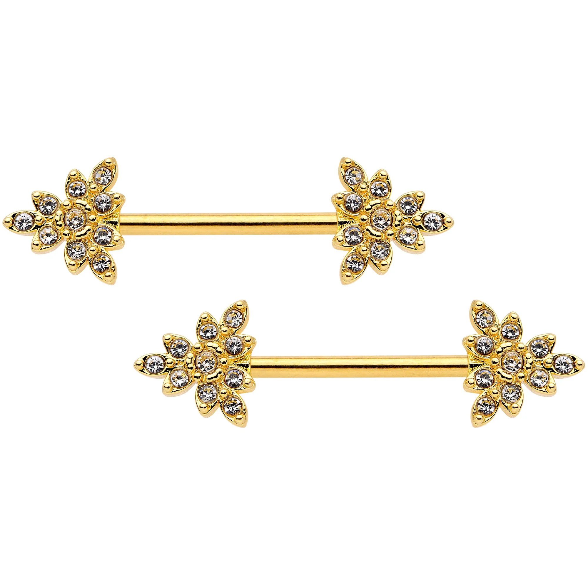 14G 9/16 Clear CZ Gem Elegant Triangle Nipple Ring Set