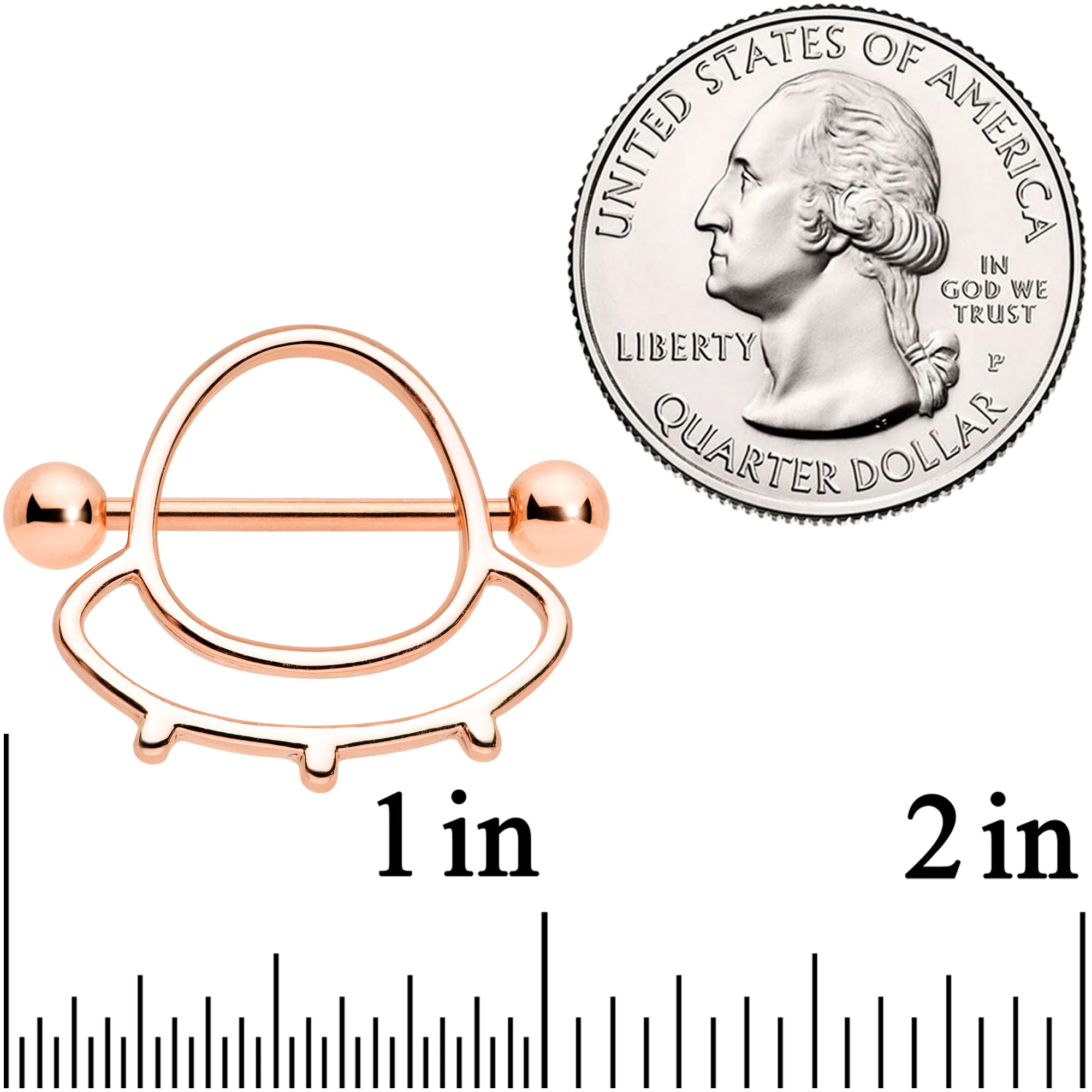 14G 9/16 Rose Gold Tone Outer Space UFO Nipple Shield Set - Image 3