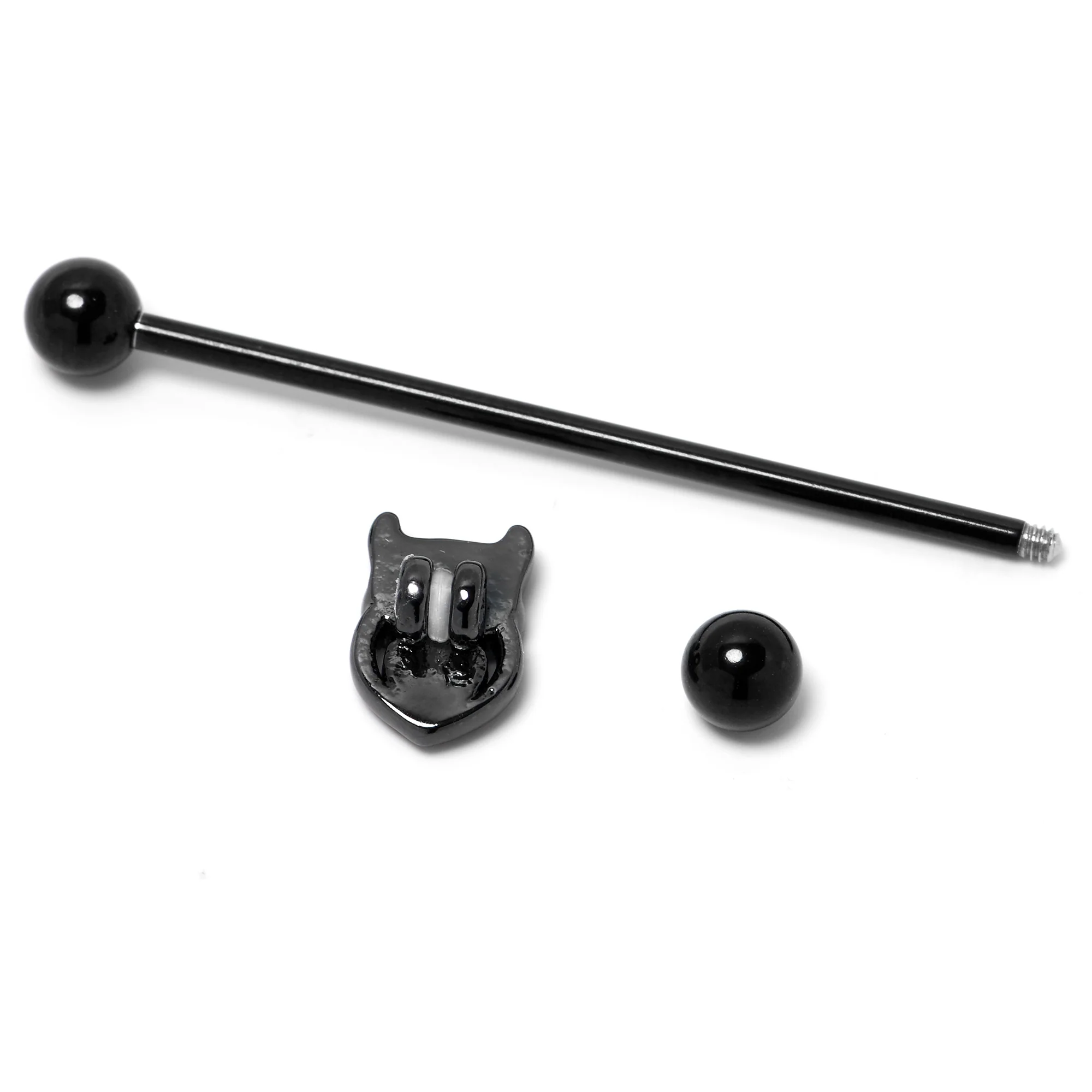 14G Blue Purple Gem Black Opulent Owl Industrial Barbell 38mm - Image 5