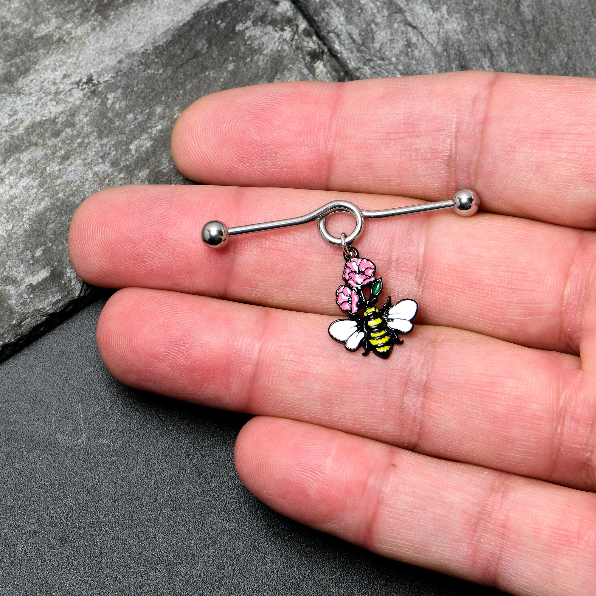 14G Busy Bee Flowers Dangle Project Bar 38mm - Image 3