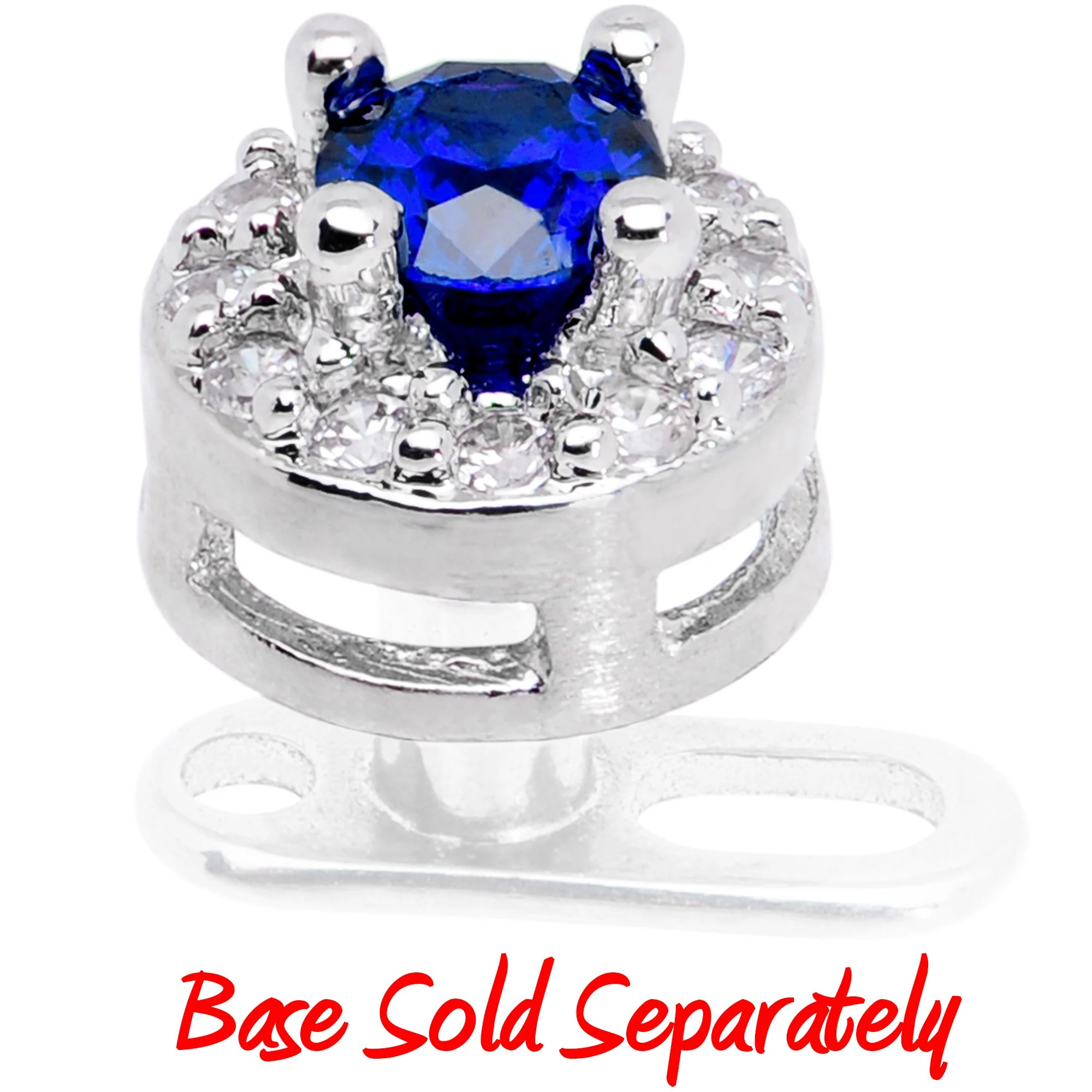 14G Clear Blue CZ Two Tier Externally Threaded Dermal Anchor Top - Image 4