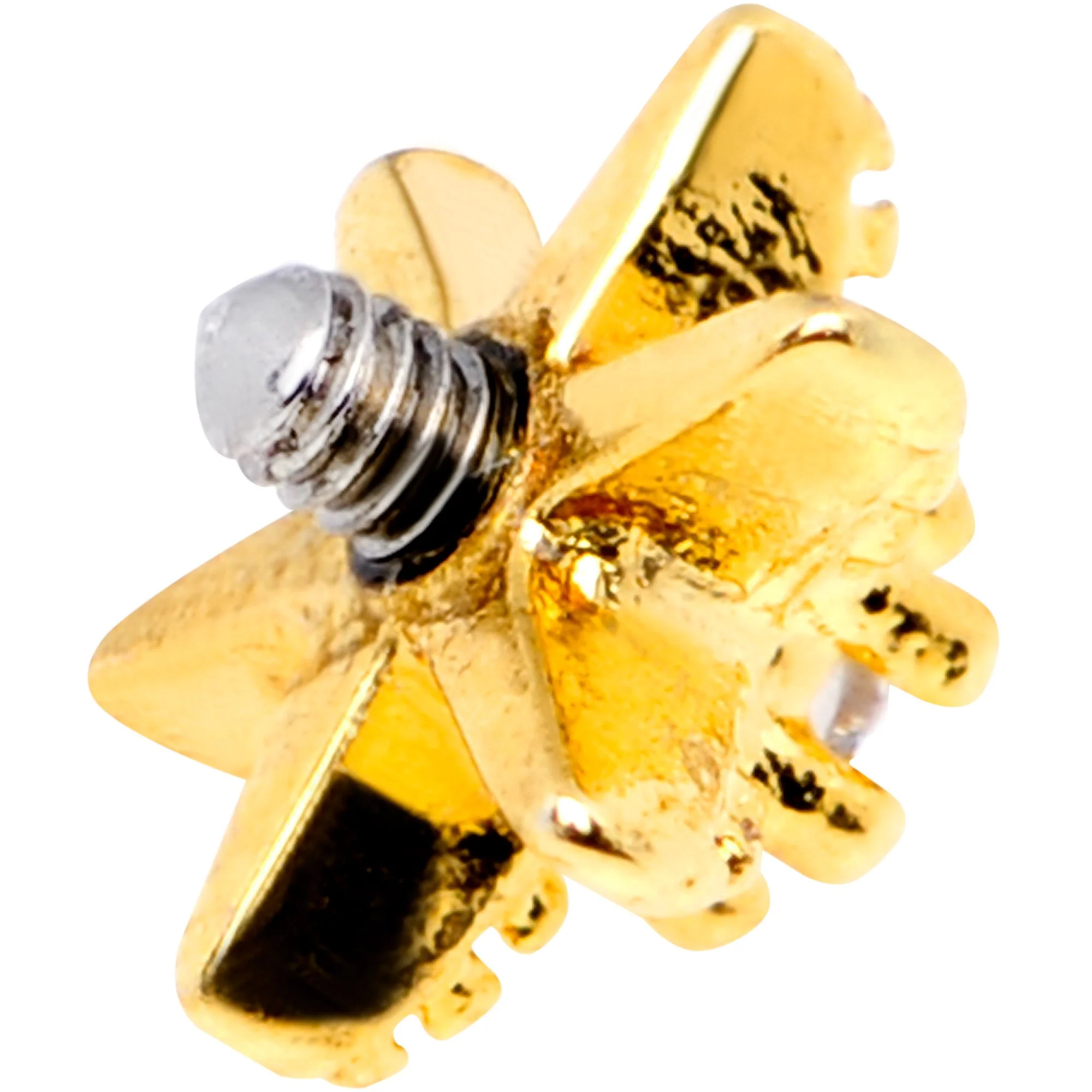 14G Clear CZ Gem Gold Tone Starfish Dermal Anchor Top - Image 4