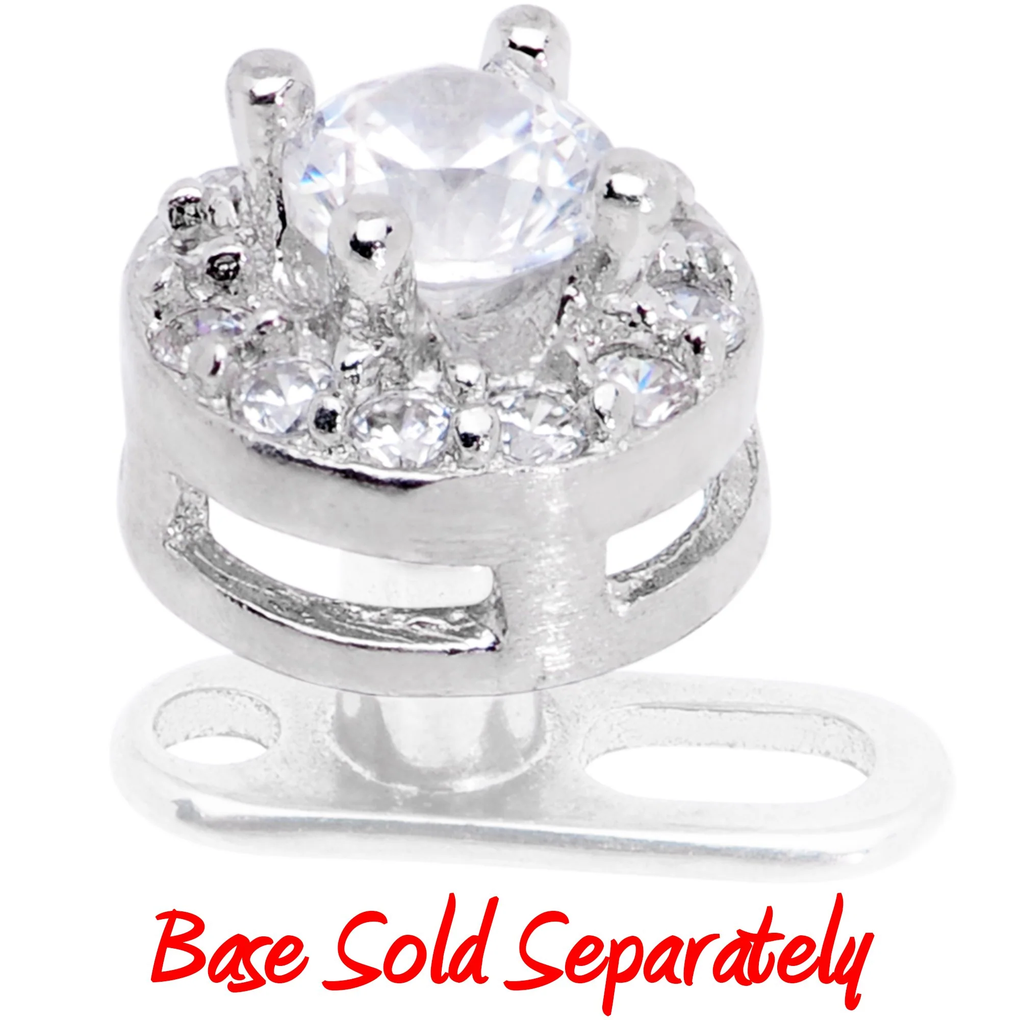 14G Clear CZ Gem Two Tier Externally Threaded Dermal Anchor Top - Image 4