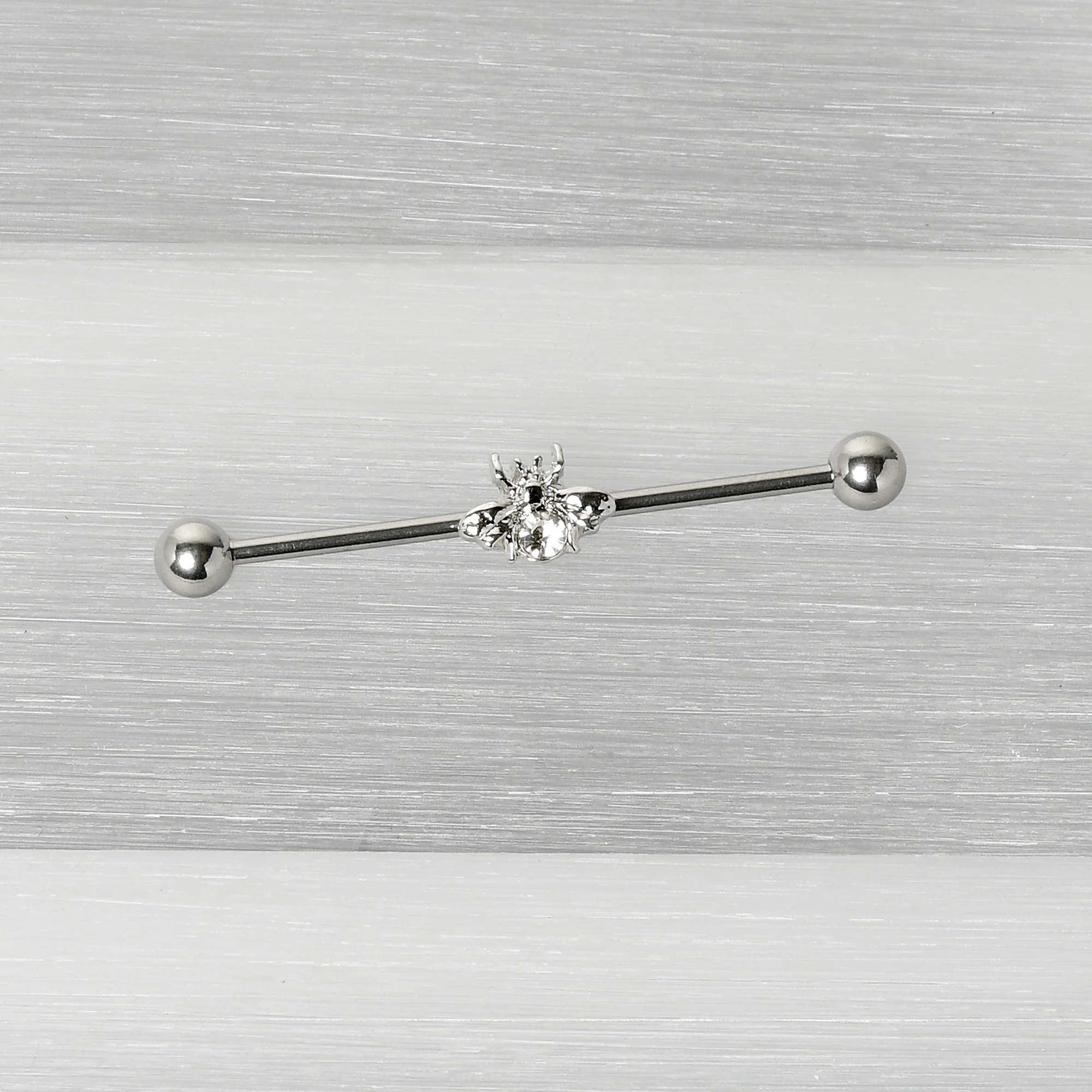 14G Clear Gem Bee Beautiful Insect Industrial Barbell 38mm - Image 5