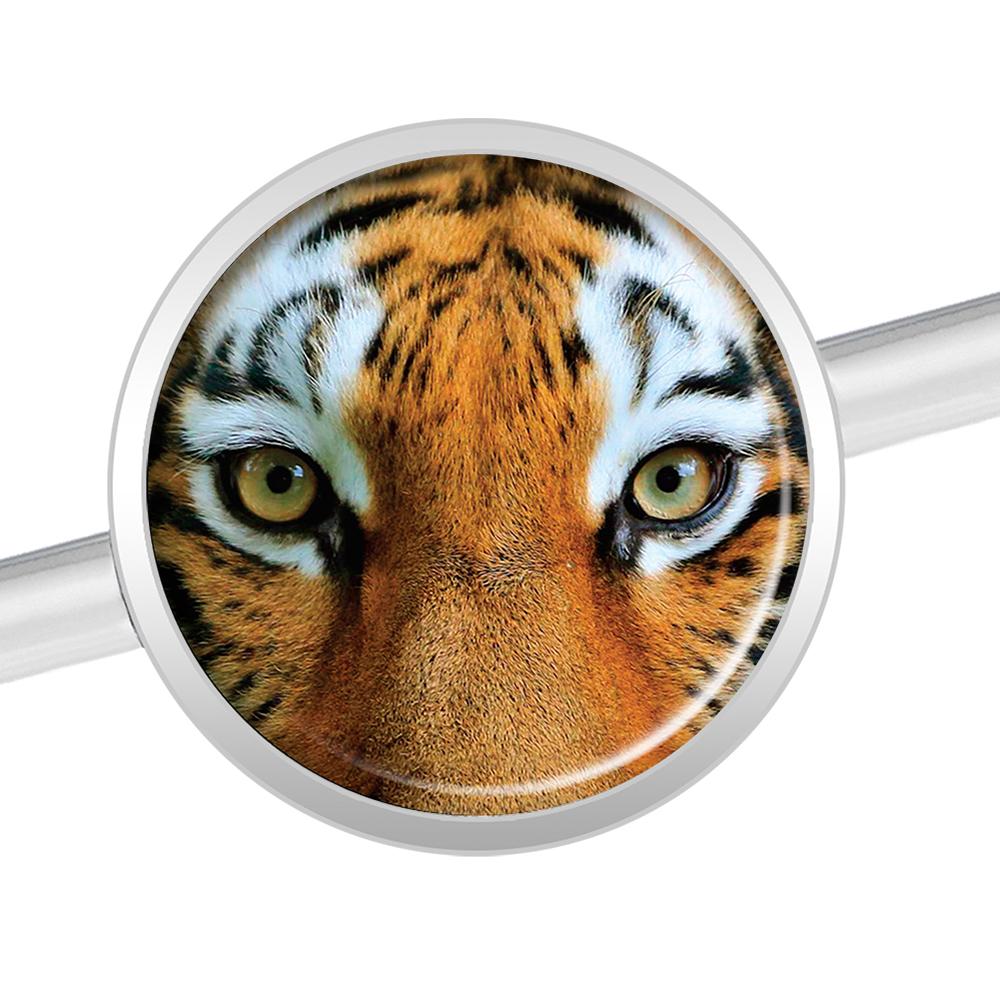 14G Full Color Tiger Eyes Industrial Barbell 37mm - Image 3