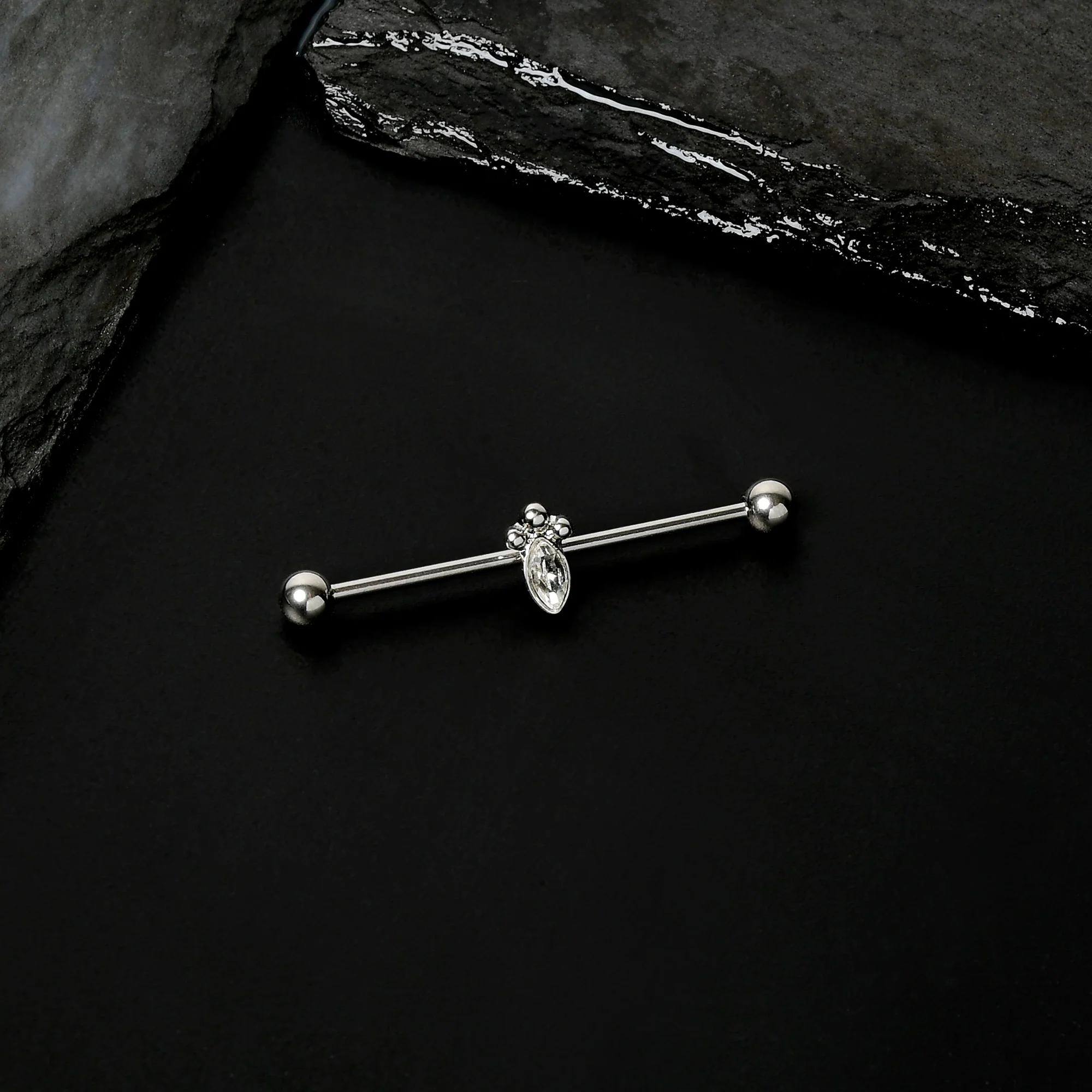 14G Gem Deco Oval Industrial Barbell 38mm - Image 8