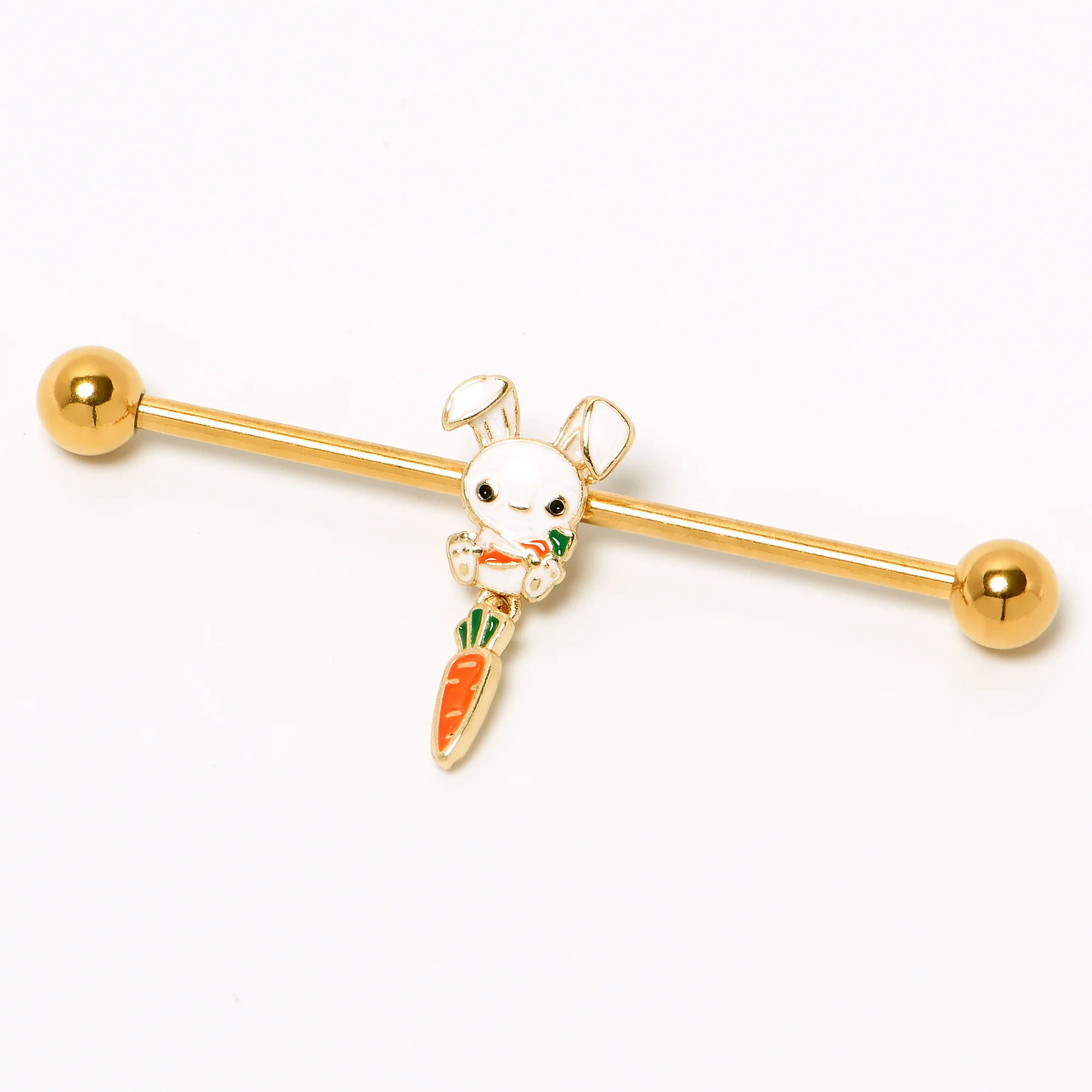 14G Gold Tone Cutie Easter Bunny Dangle Industrial Barbell 38mm - Image 8