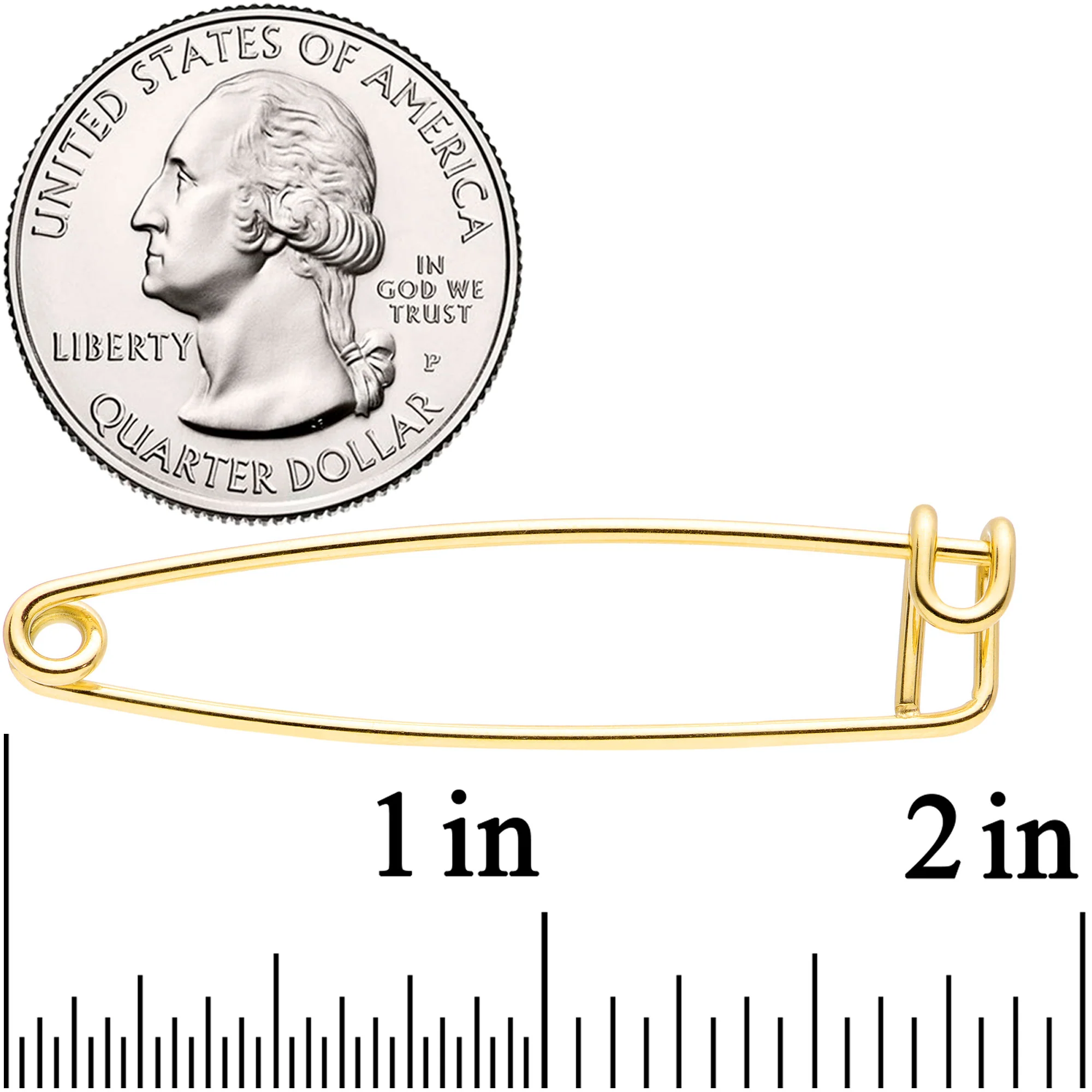 14G Gold Tone Punk Rock Safety Pin Industrial Barbell 38mm - Image 4