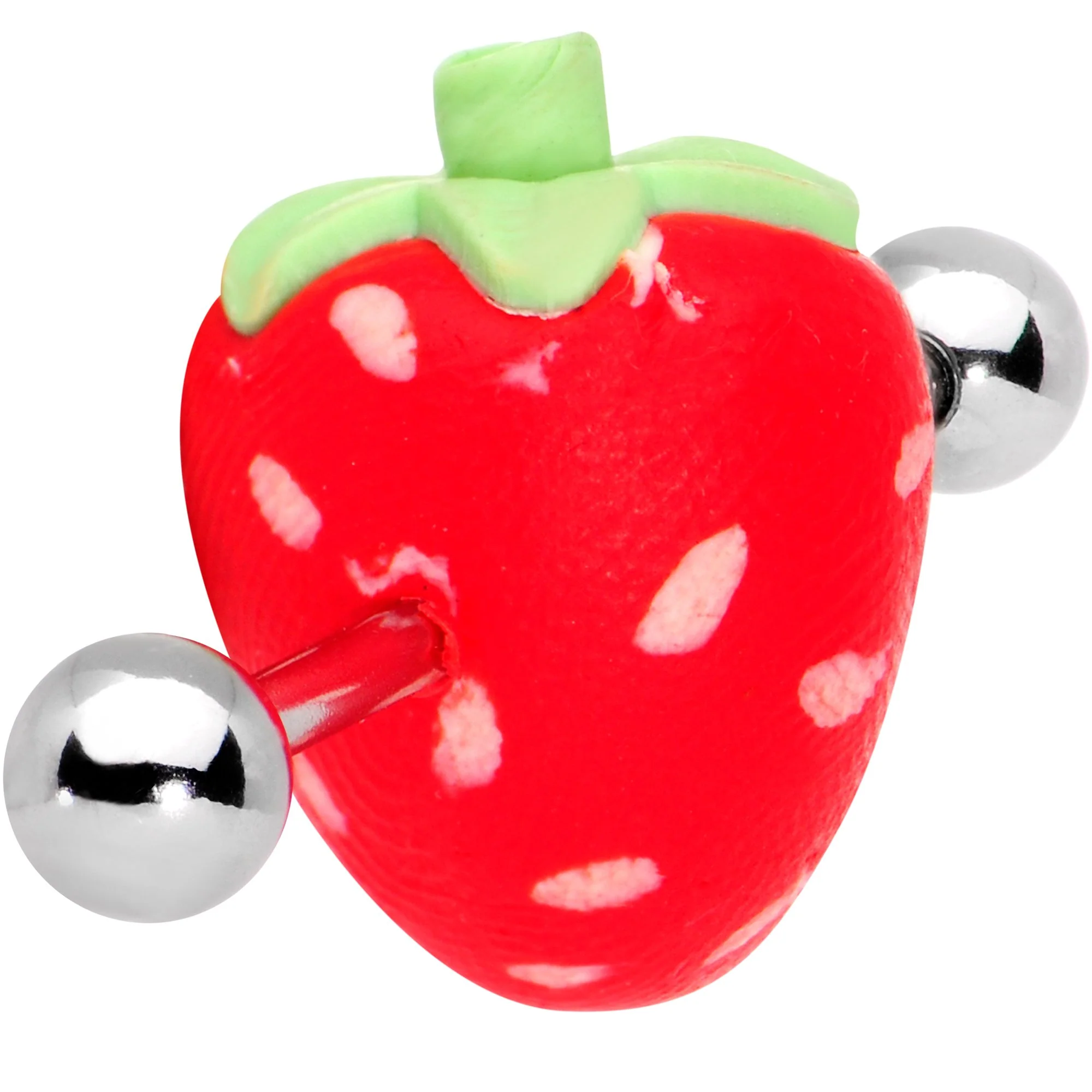 14G Handcrafted Scrumptious Strawberry Industrial Barbell 32mm - Image 3