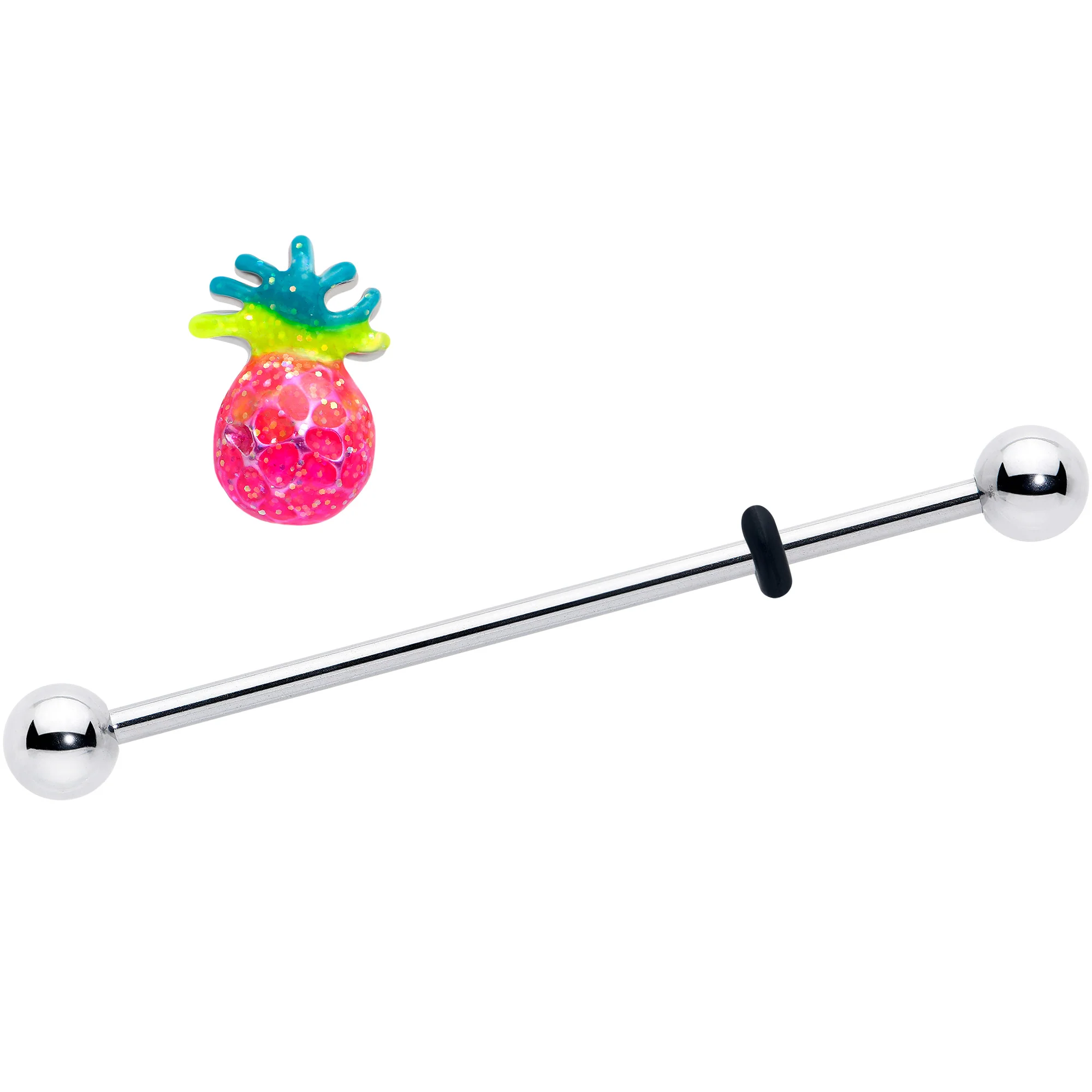 14G Hot Tropical Pineapple Industrial Barbell 38mm - Image 2