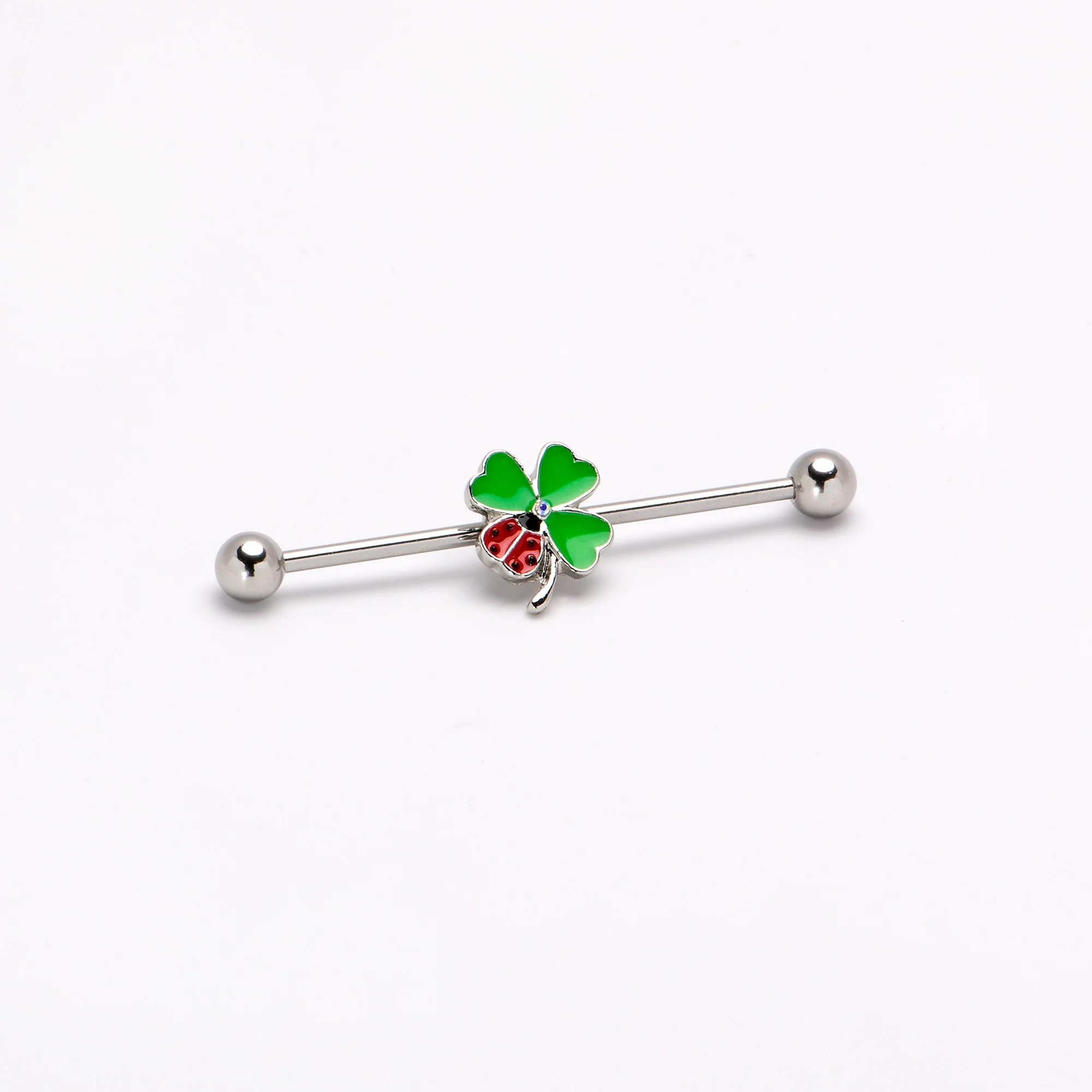 14G Ladybug Shamrock St Patricks Day Industrial Barbell 38mm - Image 5