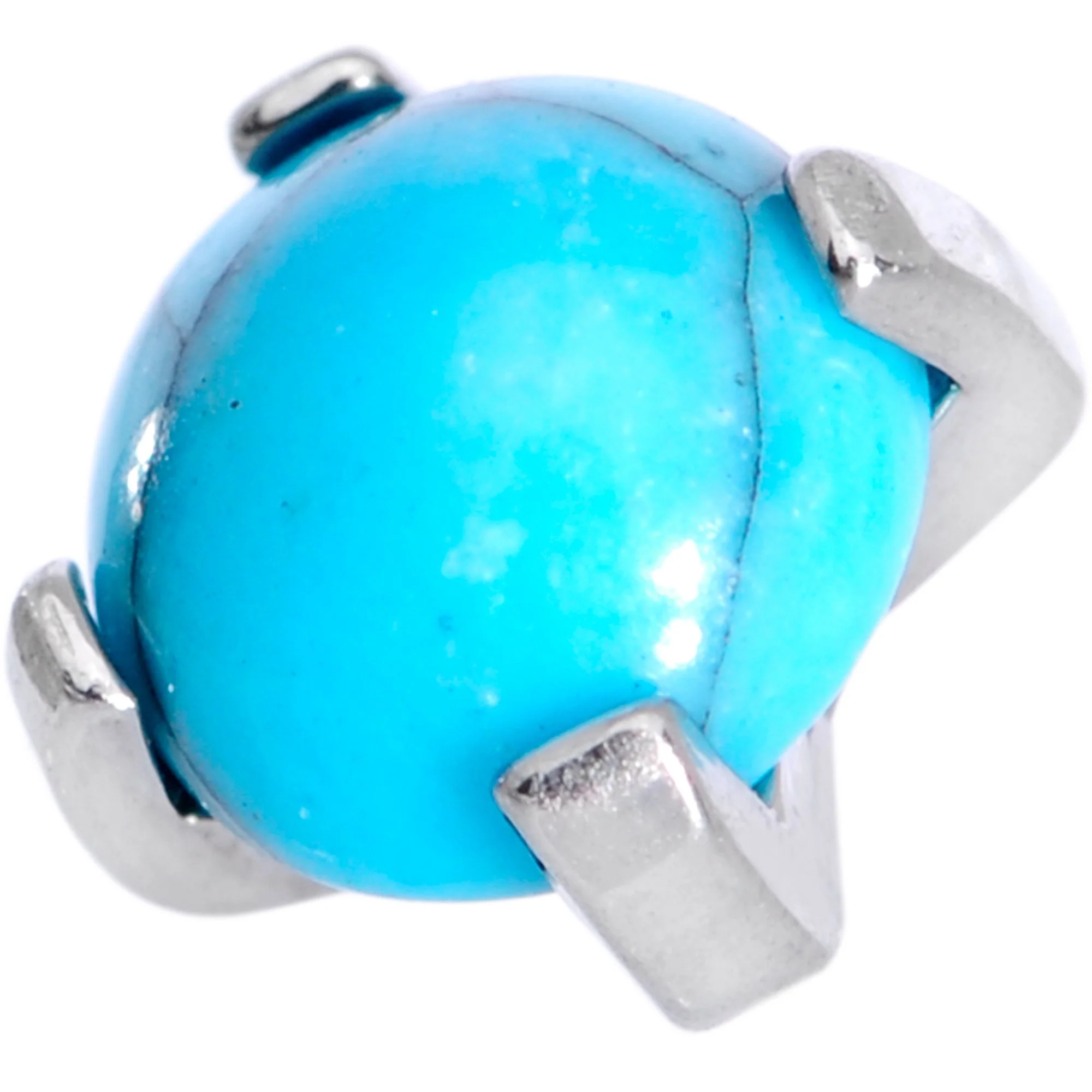 14G Natural Turquoise Externally Threaded Dermal Anchor Top - Image 4