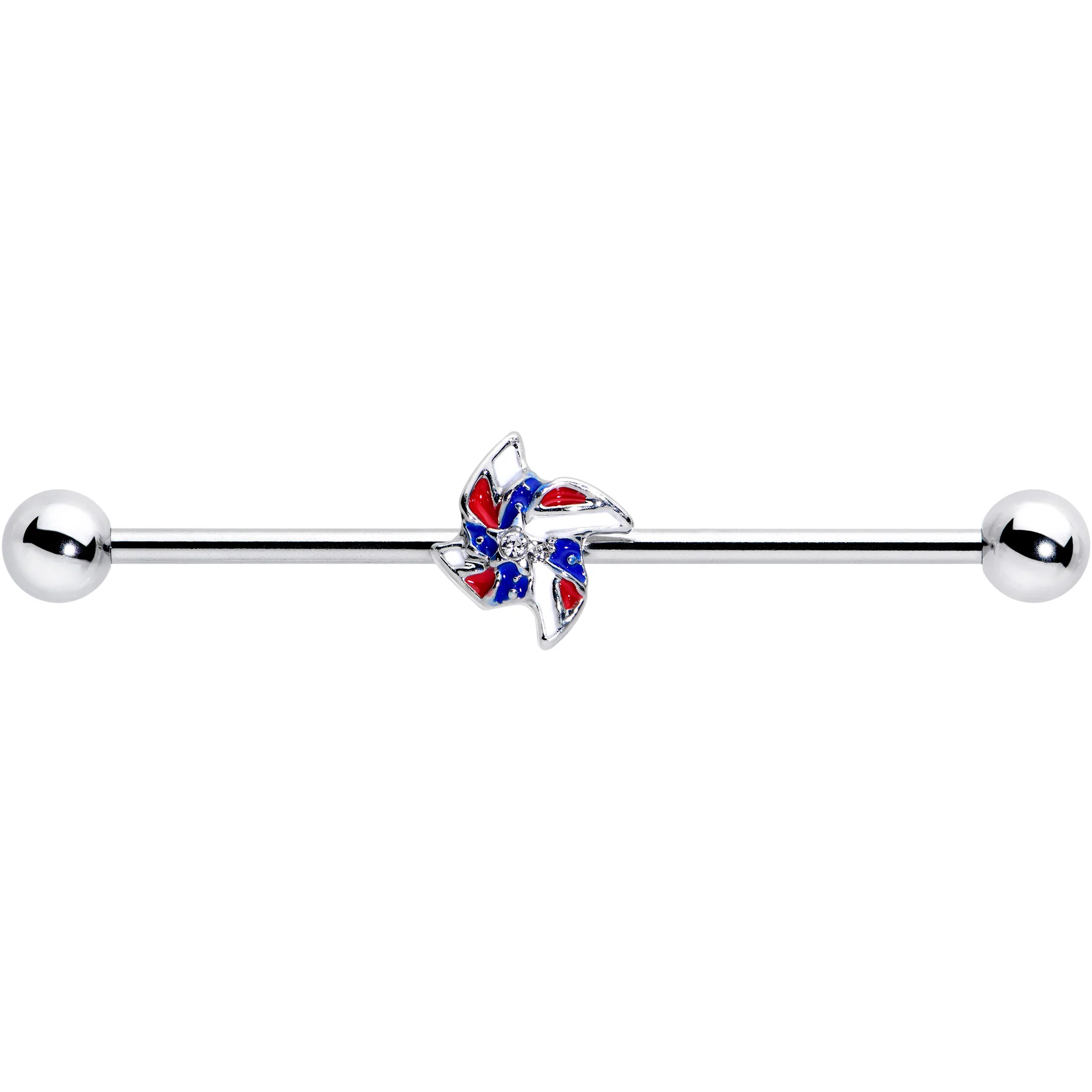14G Patriotic Pinwheel Industrial Barbell 38mm - Image 2