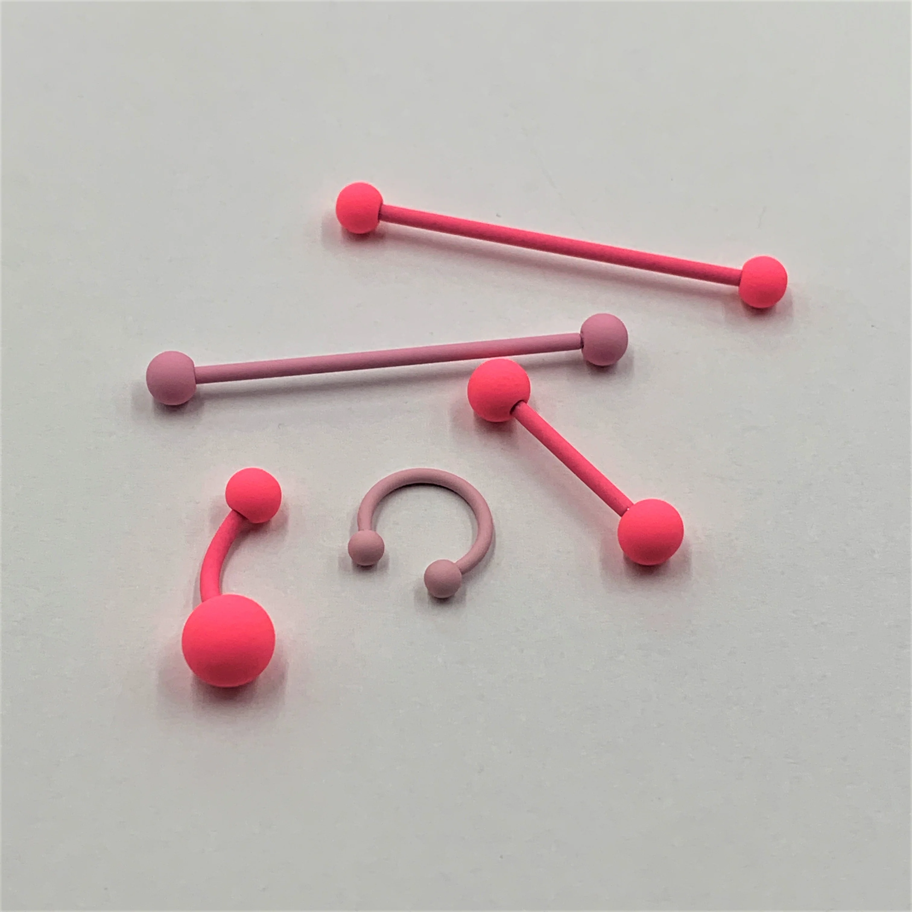 14G Petal Pink Matte Industrial Barbell 38mm - Image 2
