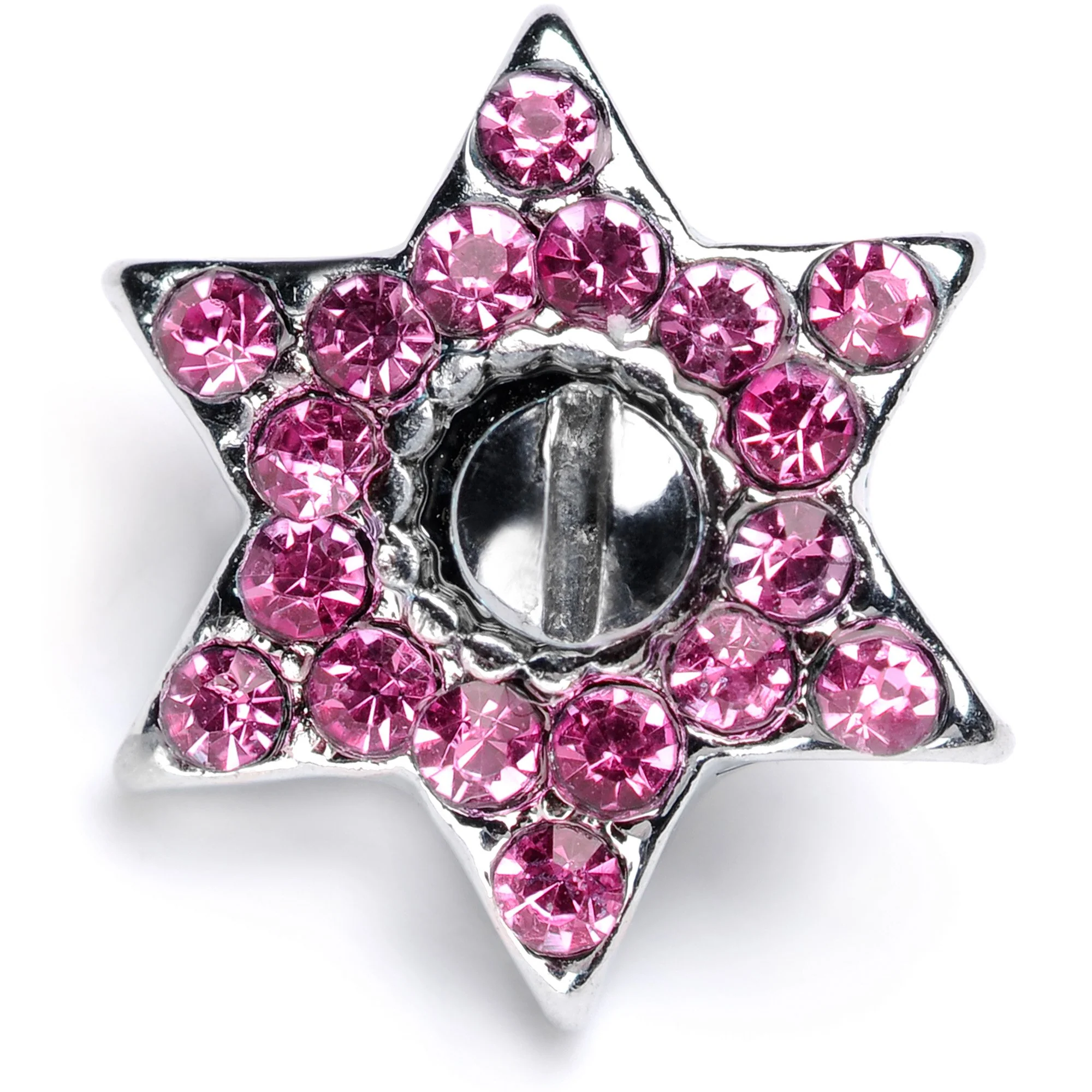 14G Pink Gem 10mm Six Point Star Dermal Top - Image 4