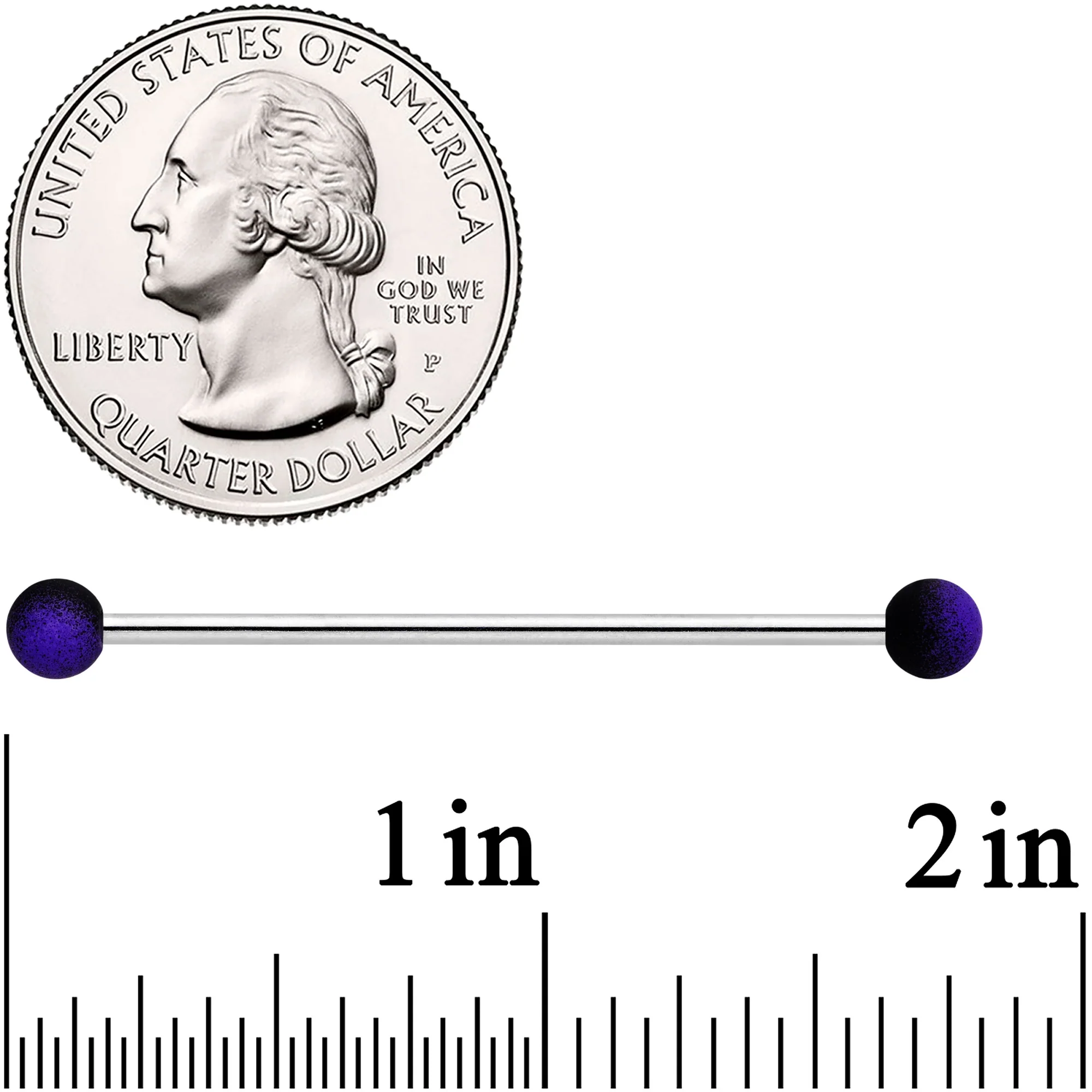 14G Purple Black Ombre Soft Finish Industrial Barbell 38mm - Image 2